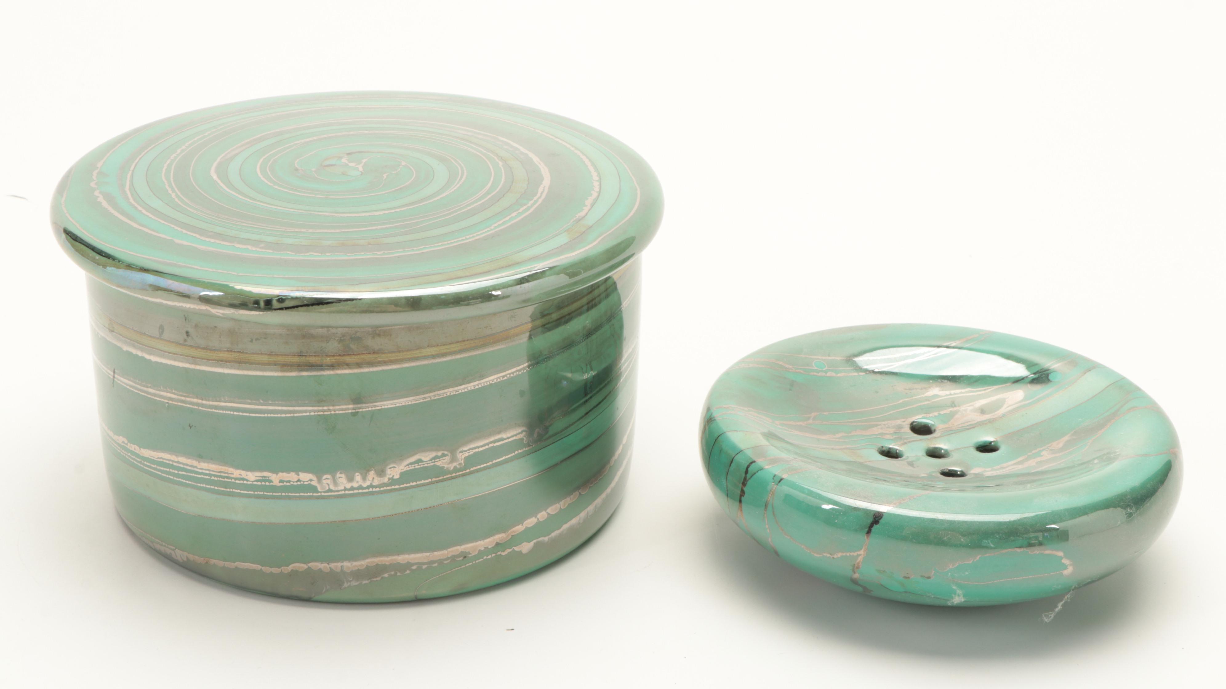 Iridescent Green Ceramic Bathroom Accessories