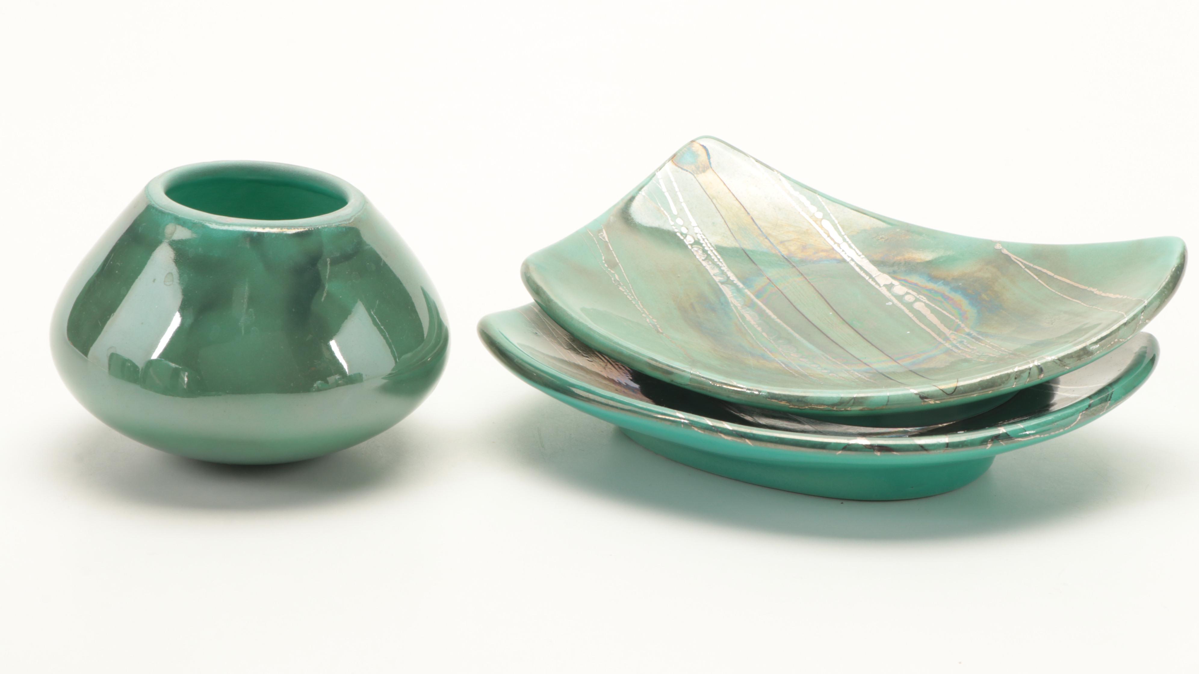 Iridescent Green Ceramic Bathroom Accessories