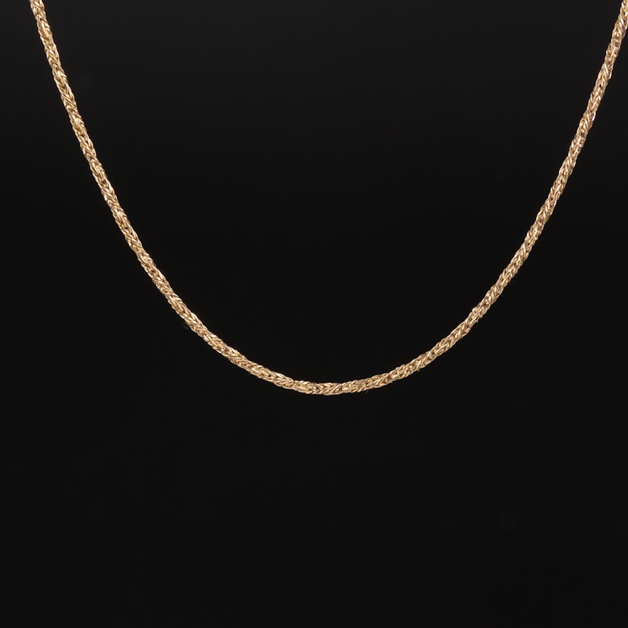 9K Gold Braided Foxtail Chain Necklace