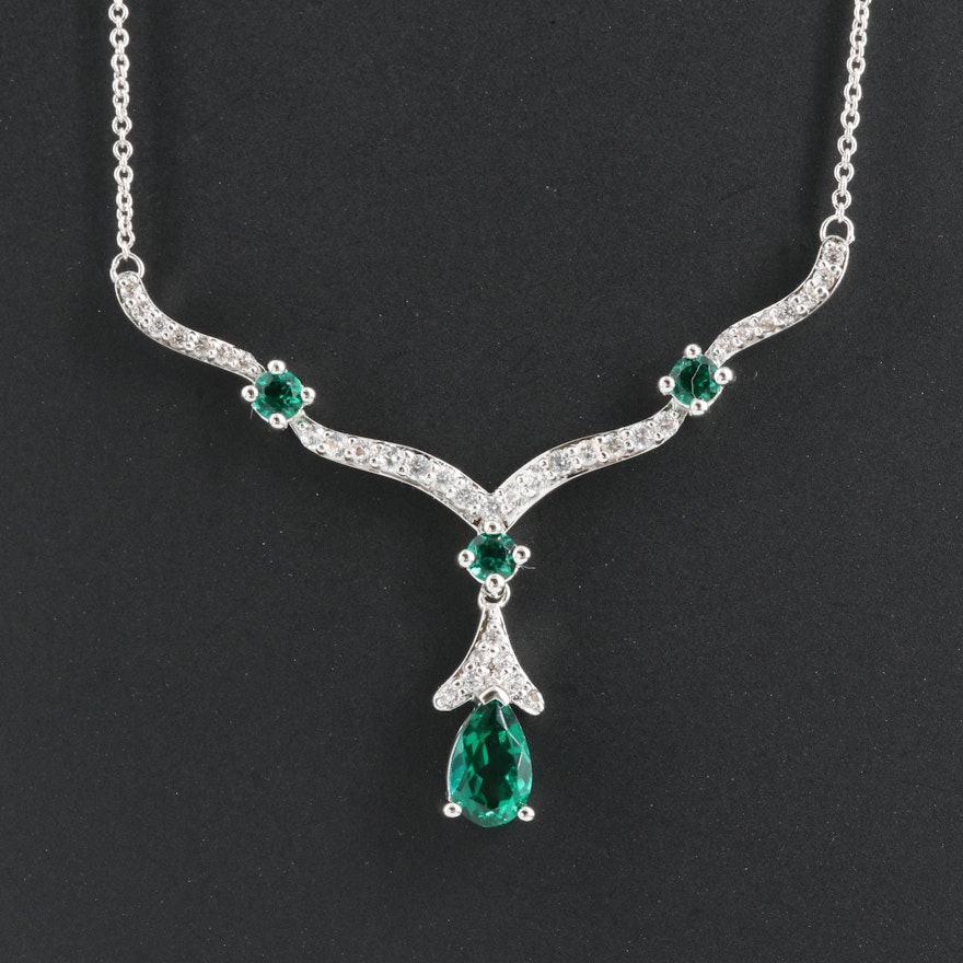 Sterling Emerald and Sapphire Necklace