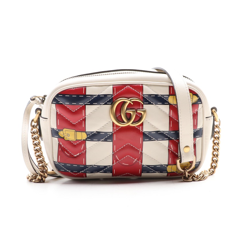 Gucci GG Marmont Mini Shoulder Bag in Print Matelassé Calfskin Leather