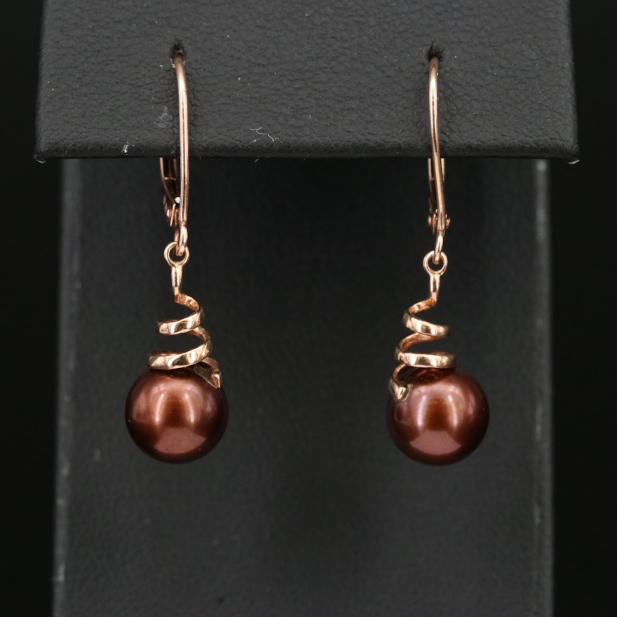 14K Rose Gold Pearl Earrings