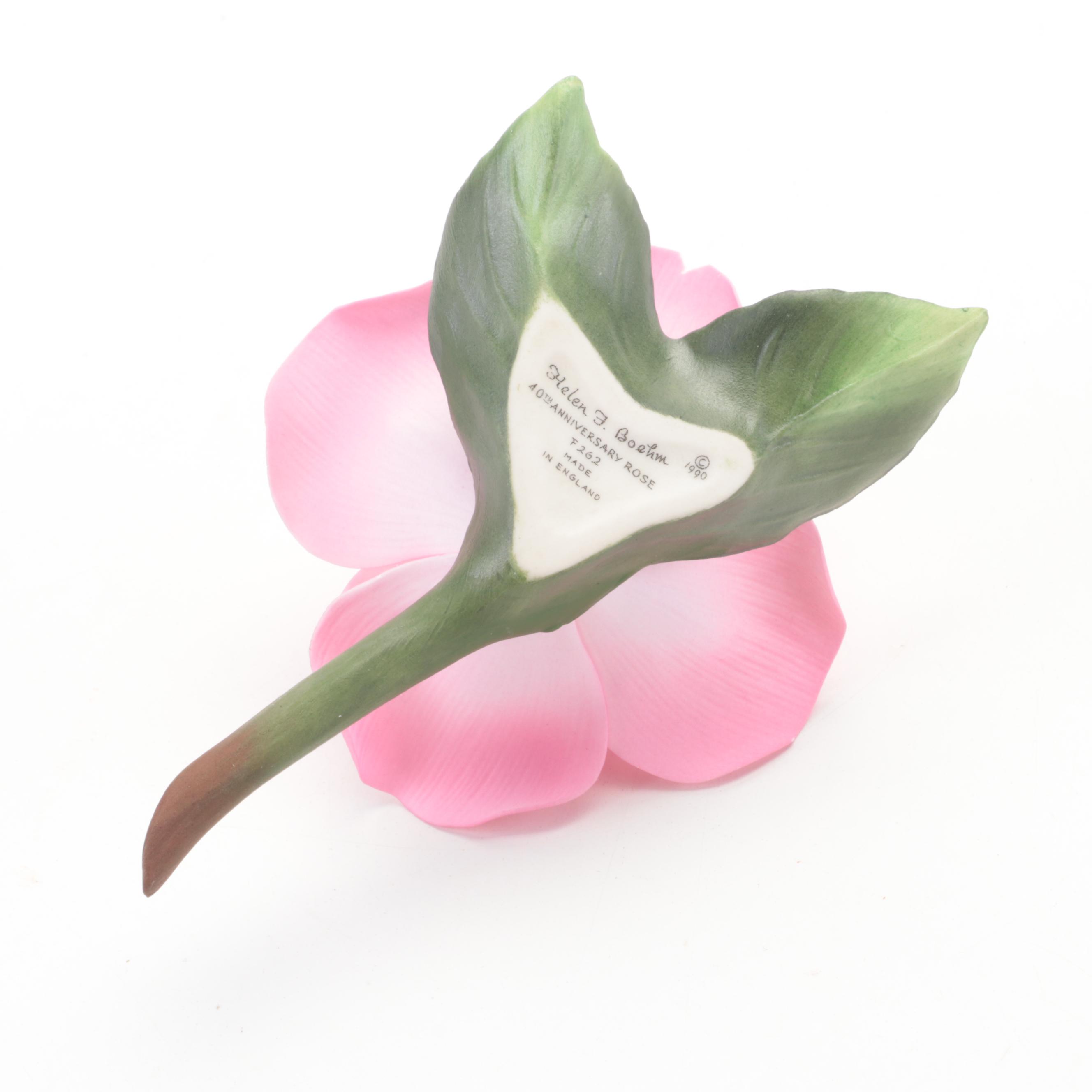 Helen Boehm 40th Anniversary Porcelain Rose with Napoleon Italy Yellow Rose