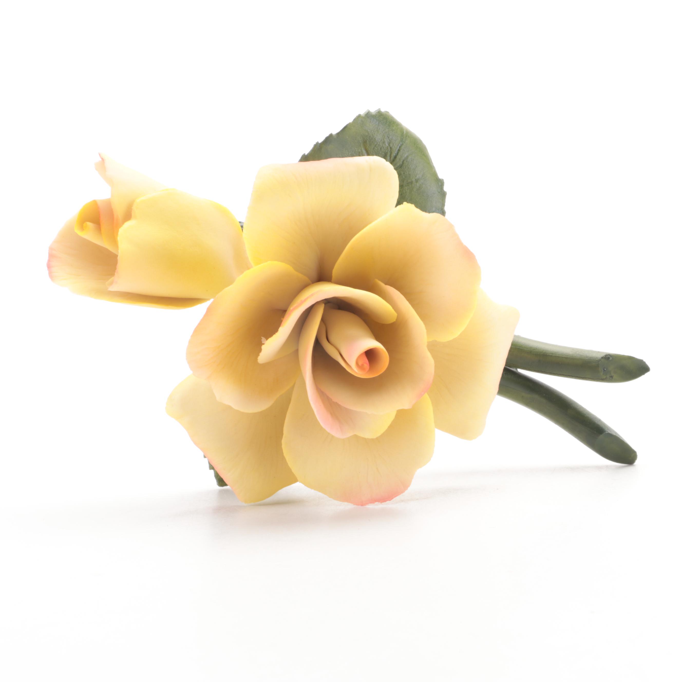 Helen Boehm 40th Anniversary Porcelain Rose with Napoleon Italy Yellow Rose