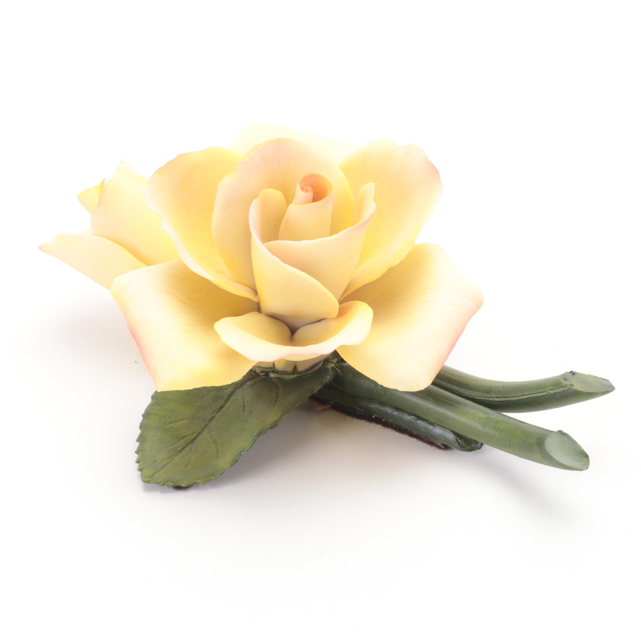 Helen Boehm 40th Anniversary Porcelain Rose with Napoleon Italy Yellow Rose