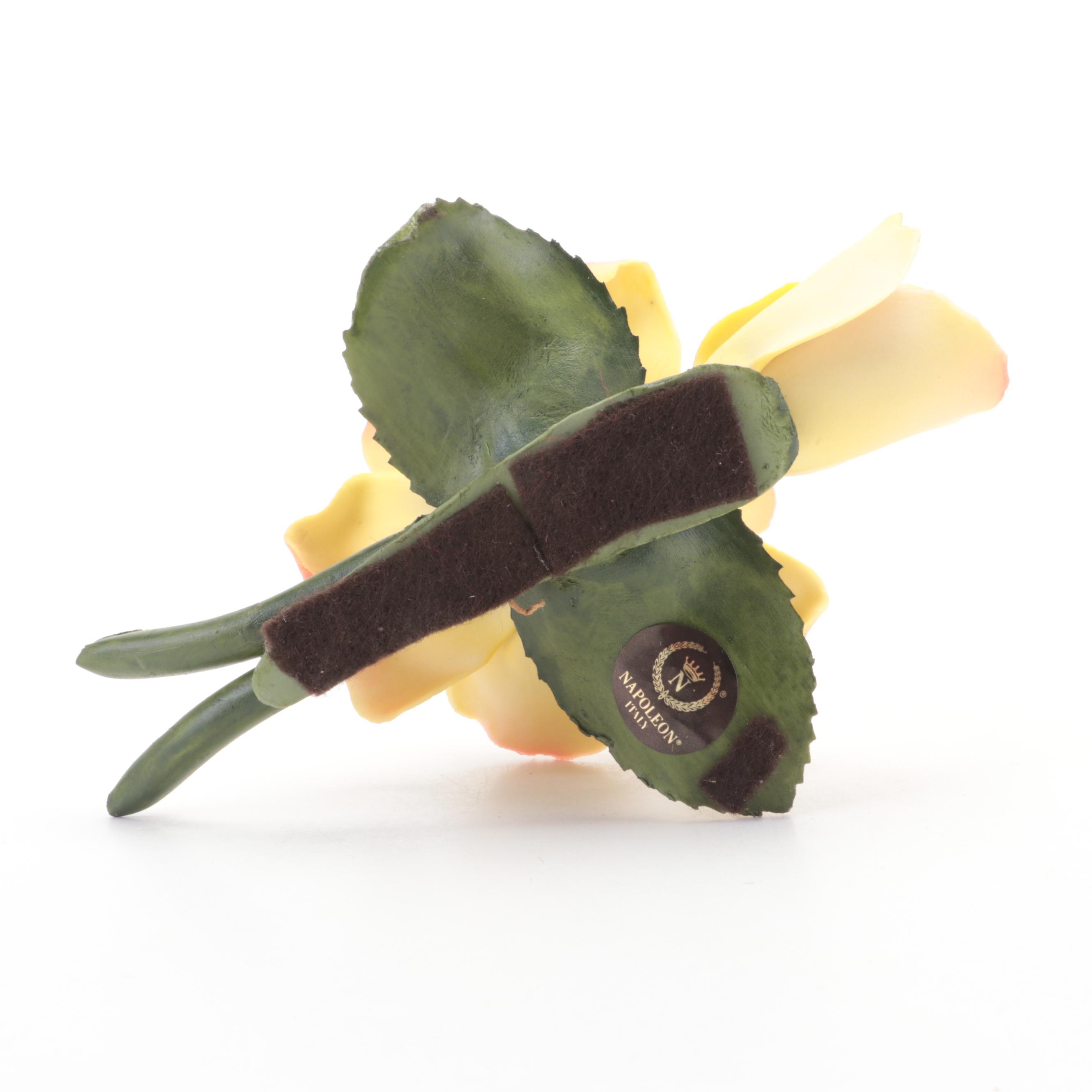 Helen Boehm 40th Anniversary Porcelain Rose with Napoleon Italy Yellow Rose