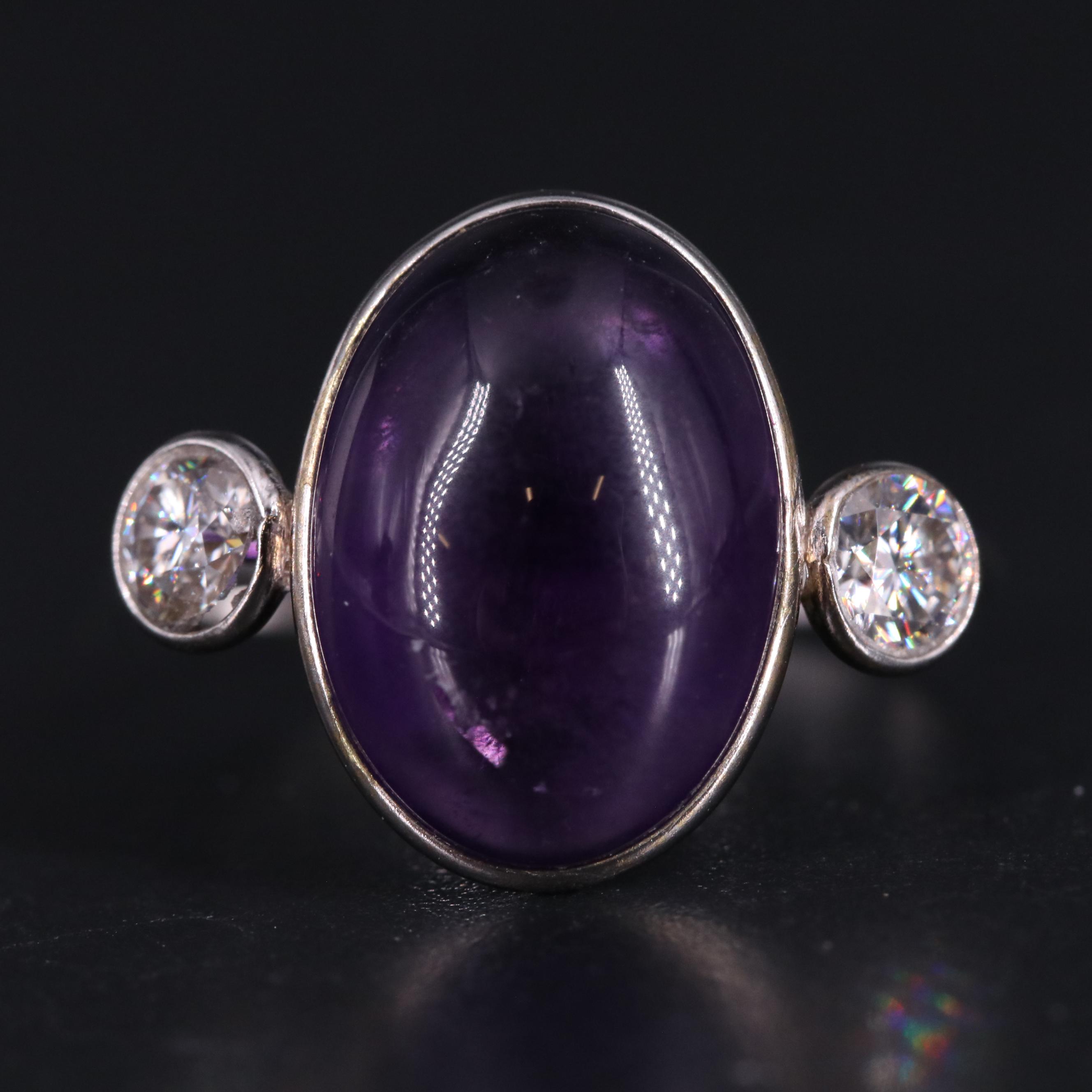14K Amethyst and Moissanite Ring