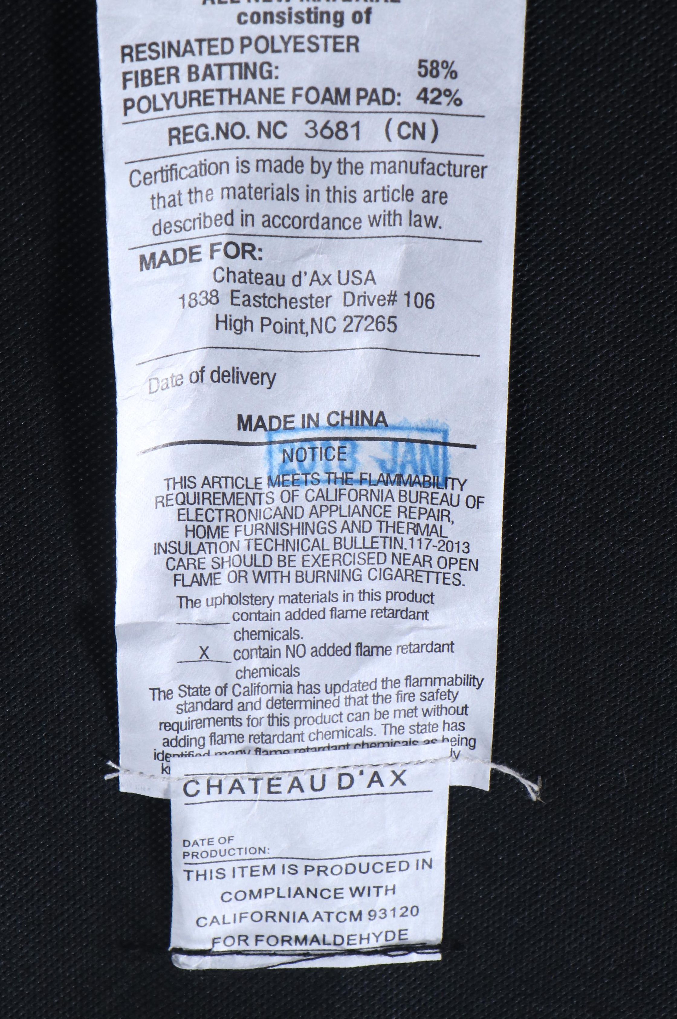 Chateau D' Ax Three-Piece Leather Sofa with Attached Cushions