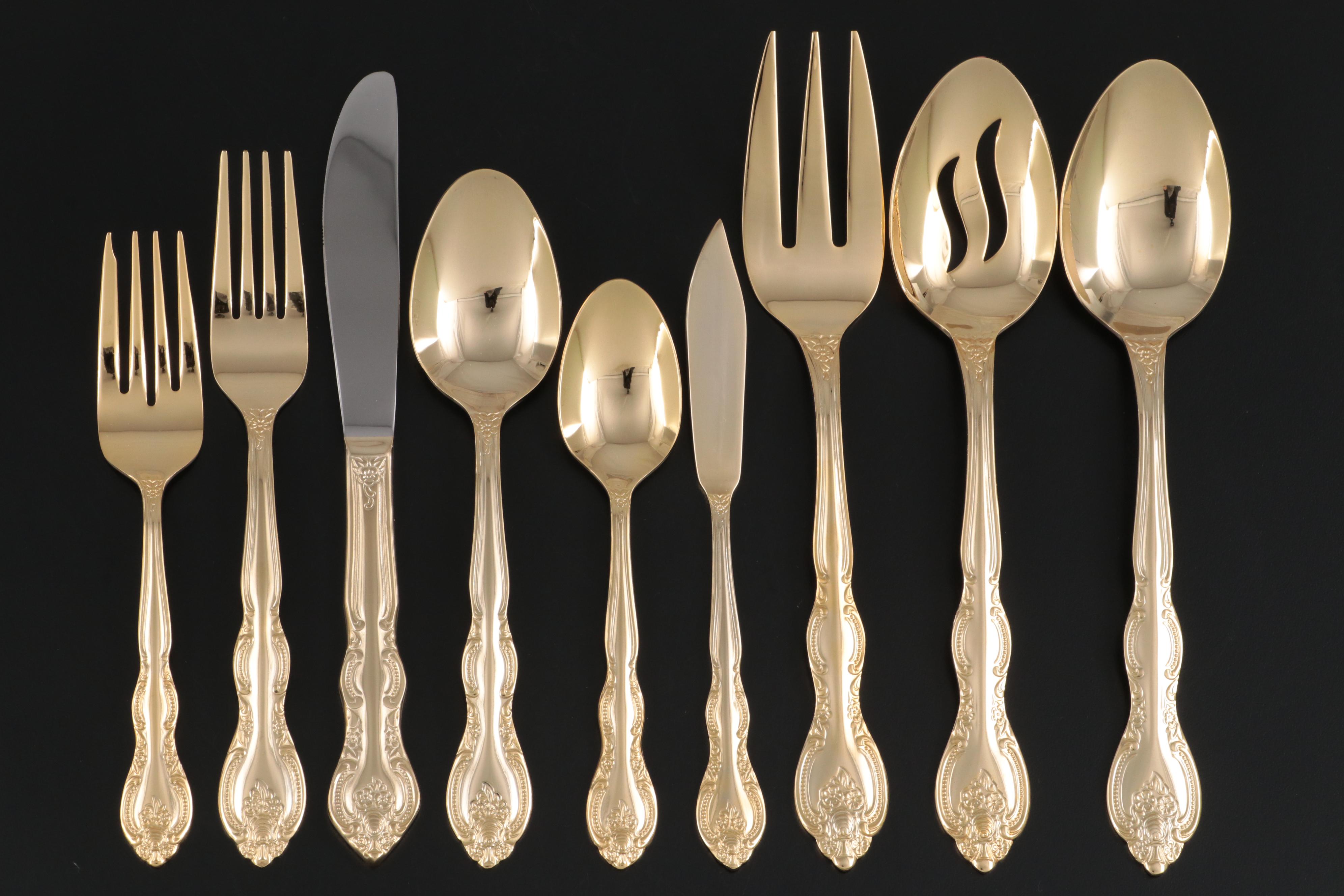 International Gold Tone Stainless Steel Flatware