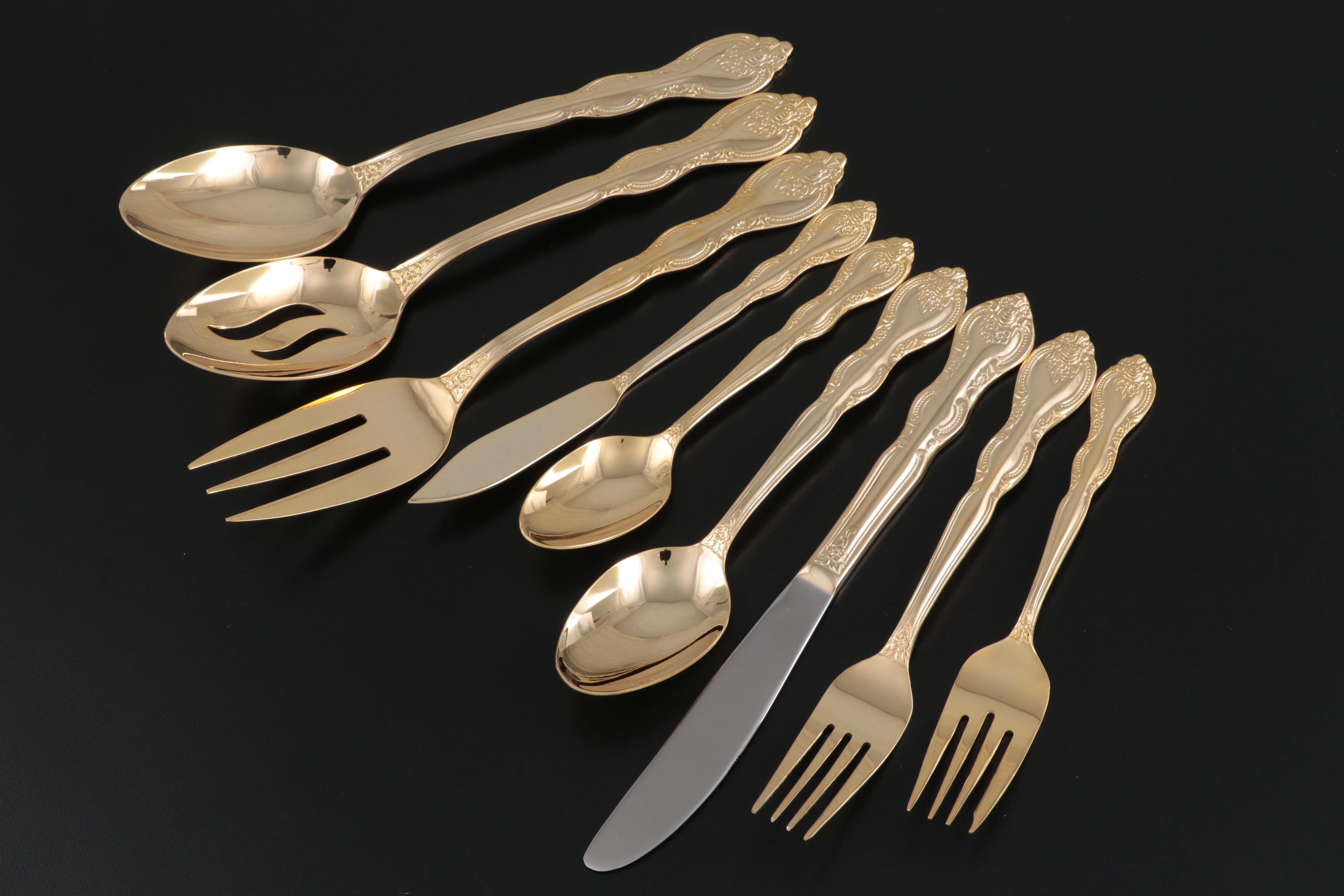 International Gold Tone Stainless Steel Flatware