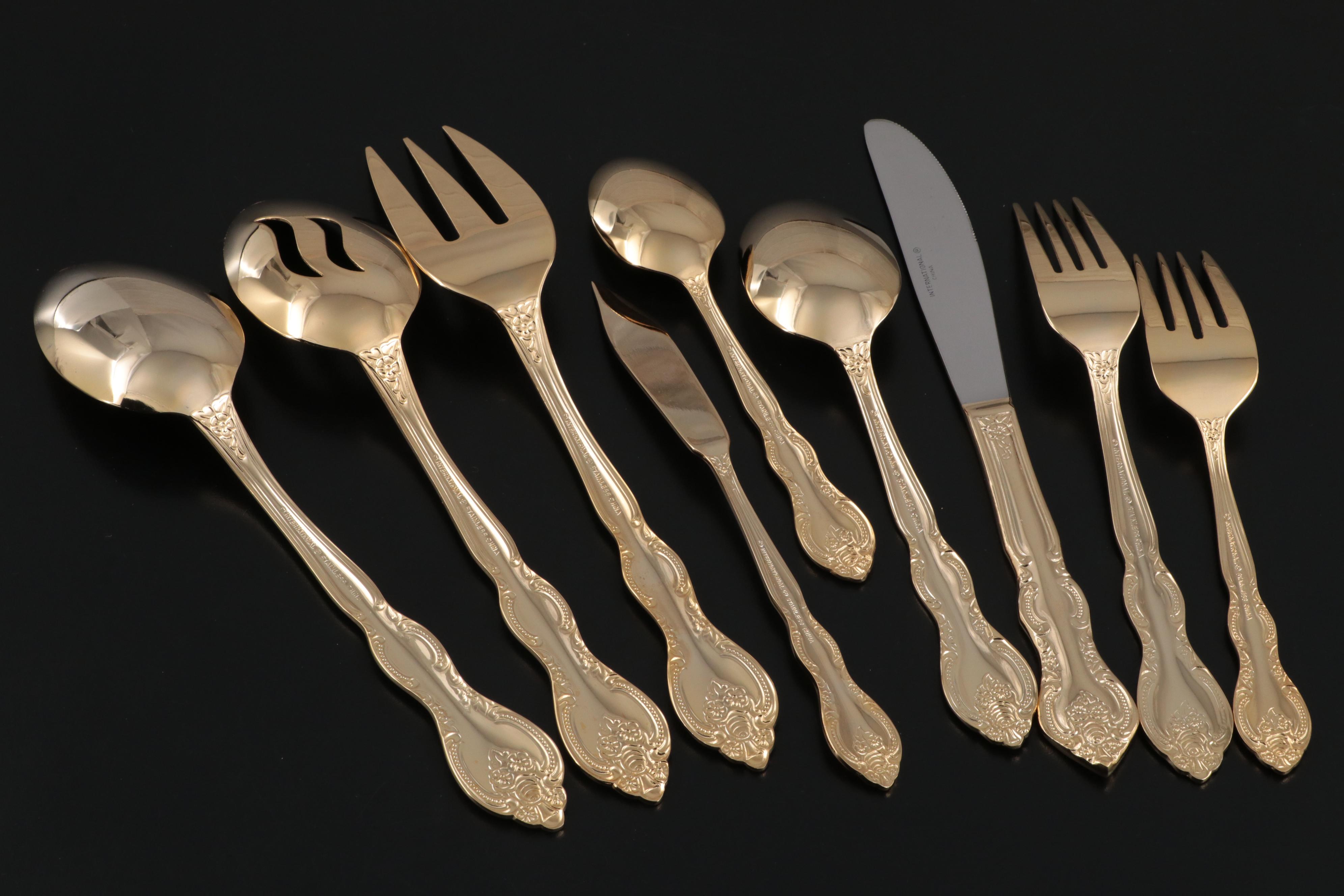 International Gold Tone Stainless Steel Flatware