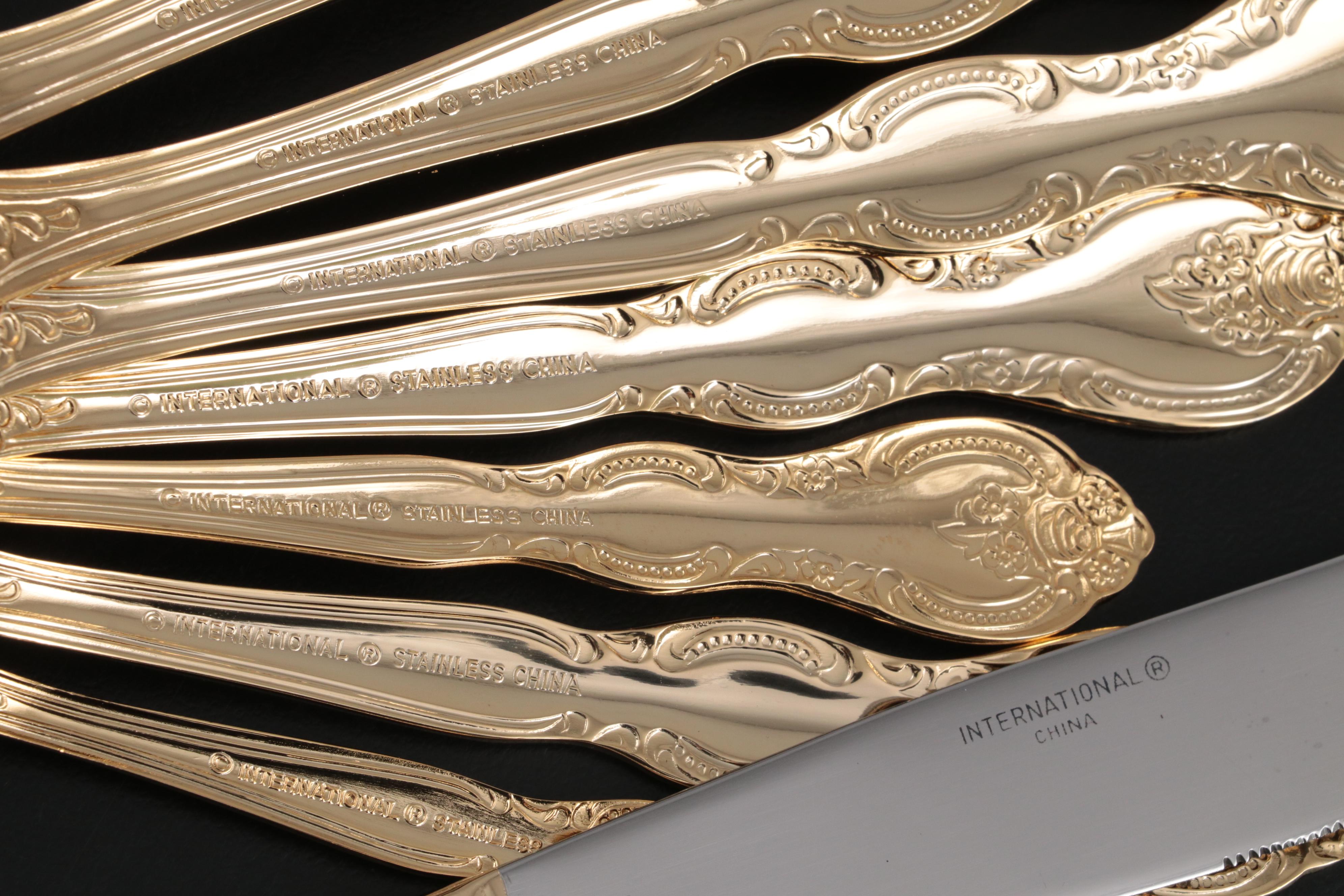 International Gold Tone Stainless Steel Flatware