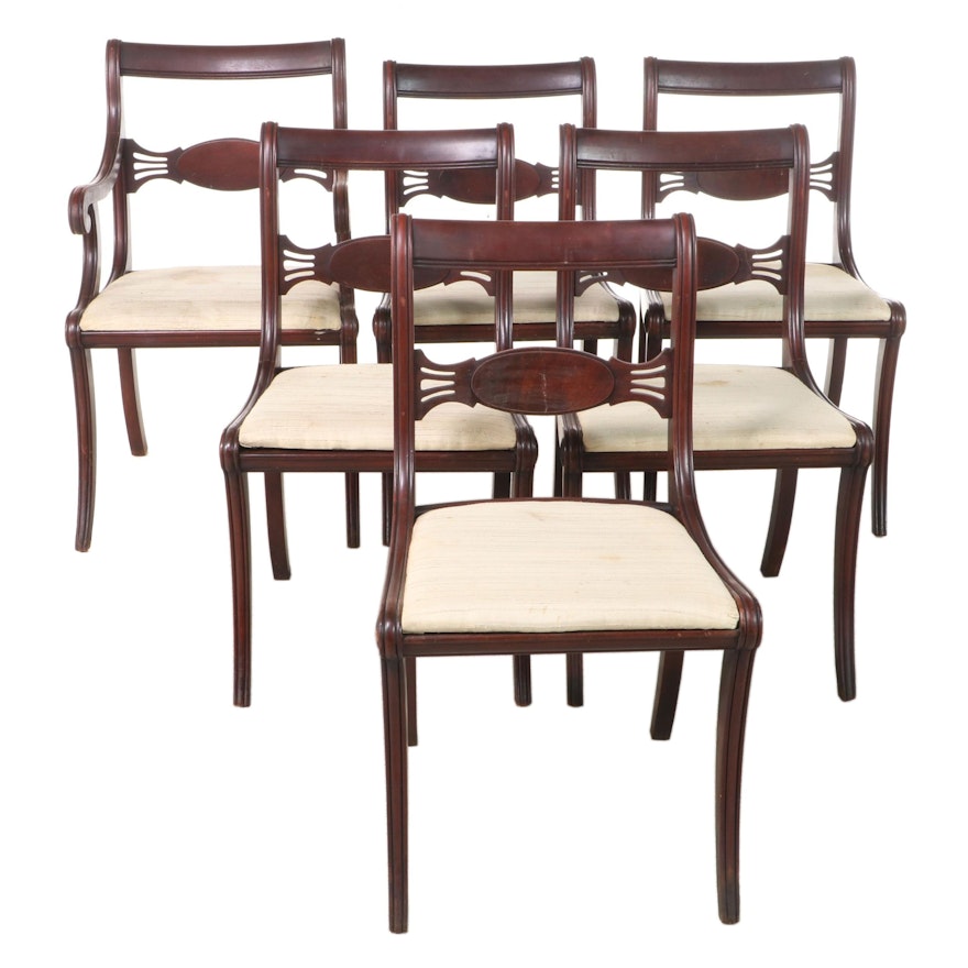 Set of Six Mahogany "Duncan Phyfe" or Federal Style Dining Chairs, 1940s