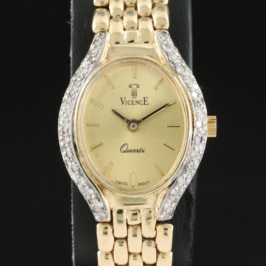 14K Vicence Diamond Quartz Wristwatch