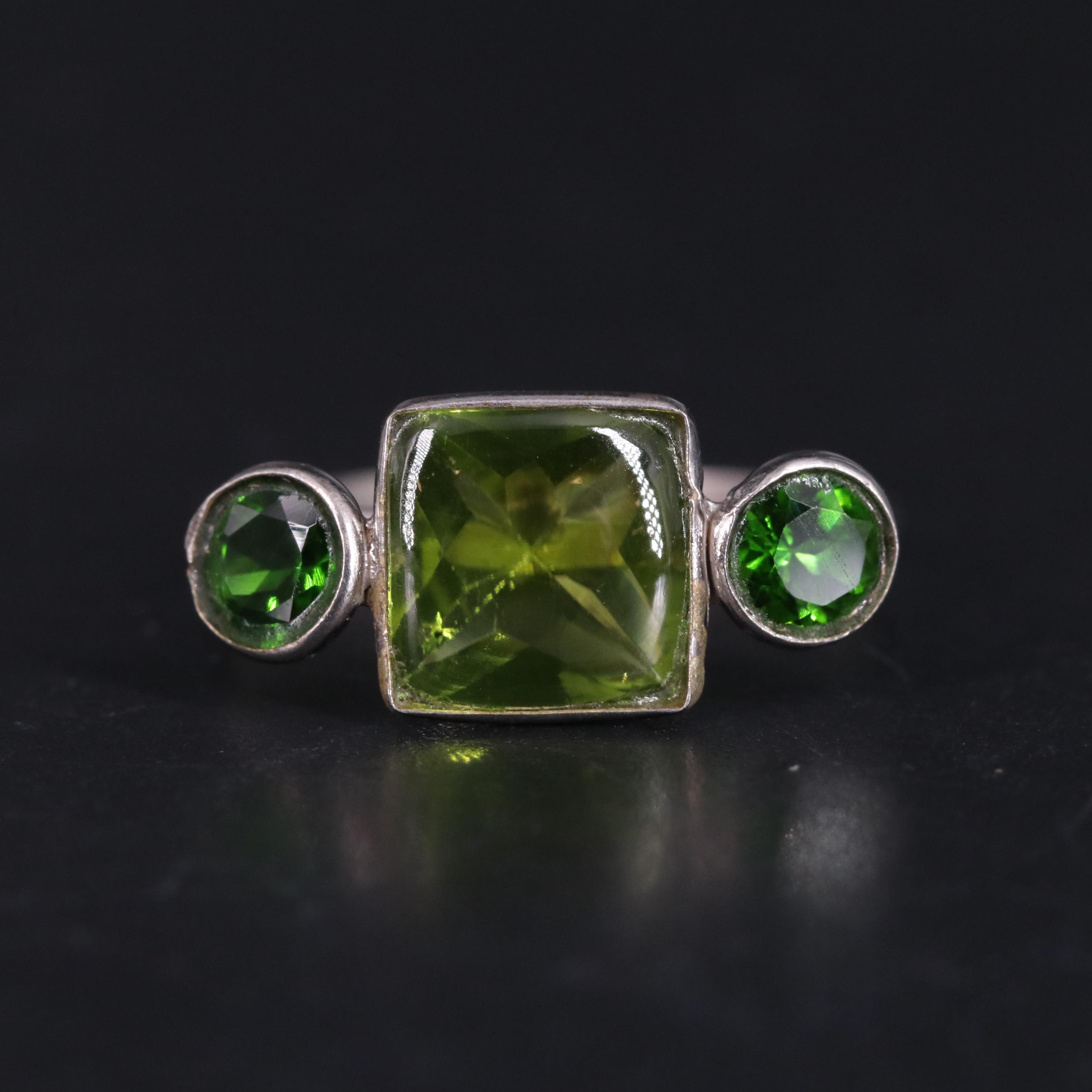 14K Peridot and Chrome Diopside Ring