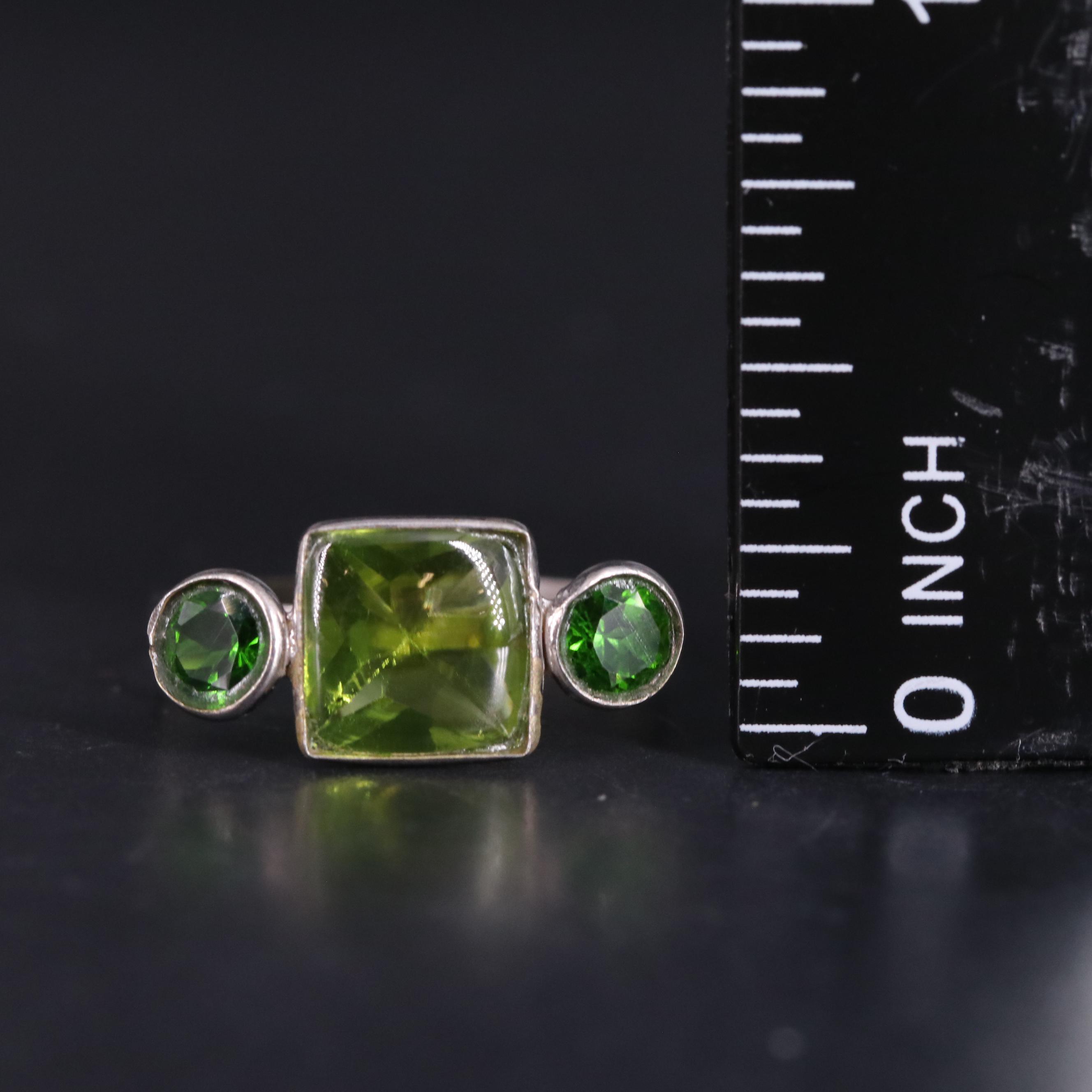14K Peridot and Chrome Diopside Ring