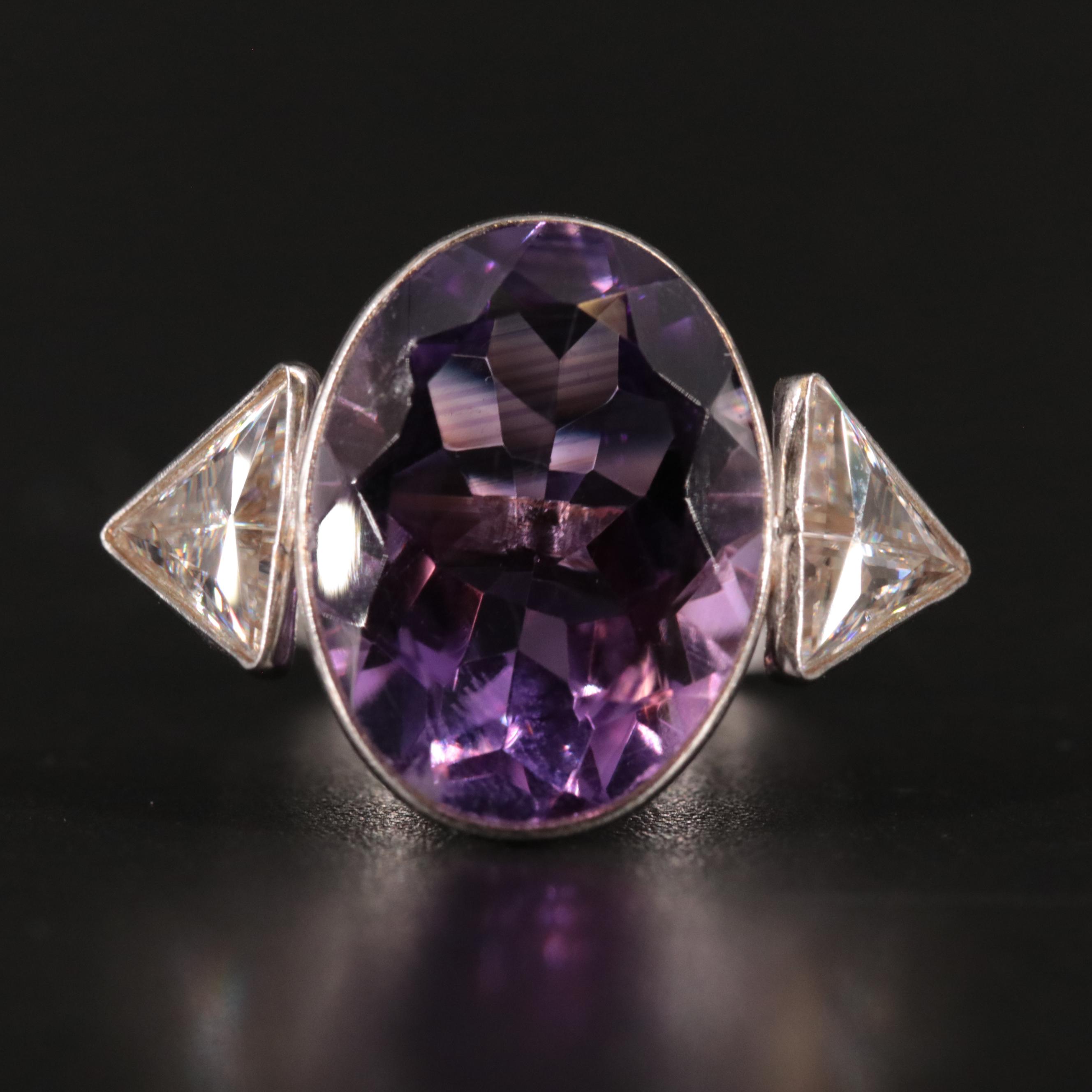 14K Amethyst and Moissanite Ring