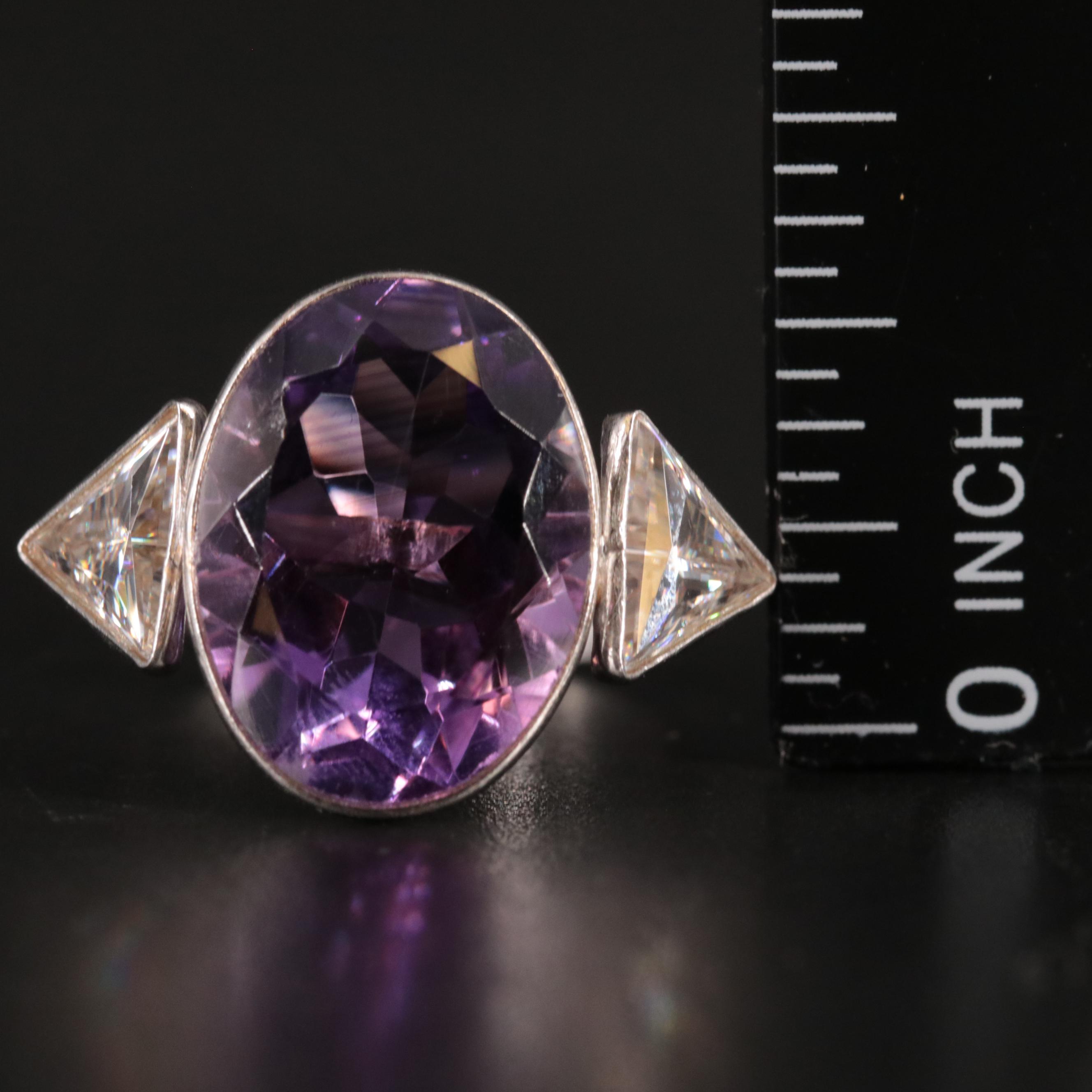 14K Amethyst and Moissanite Ring