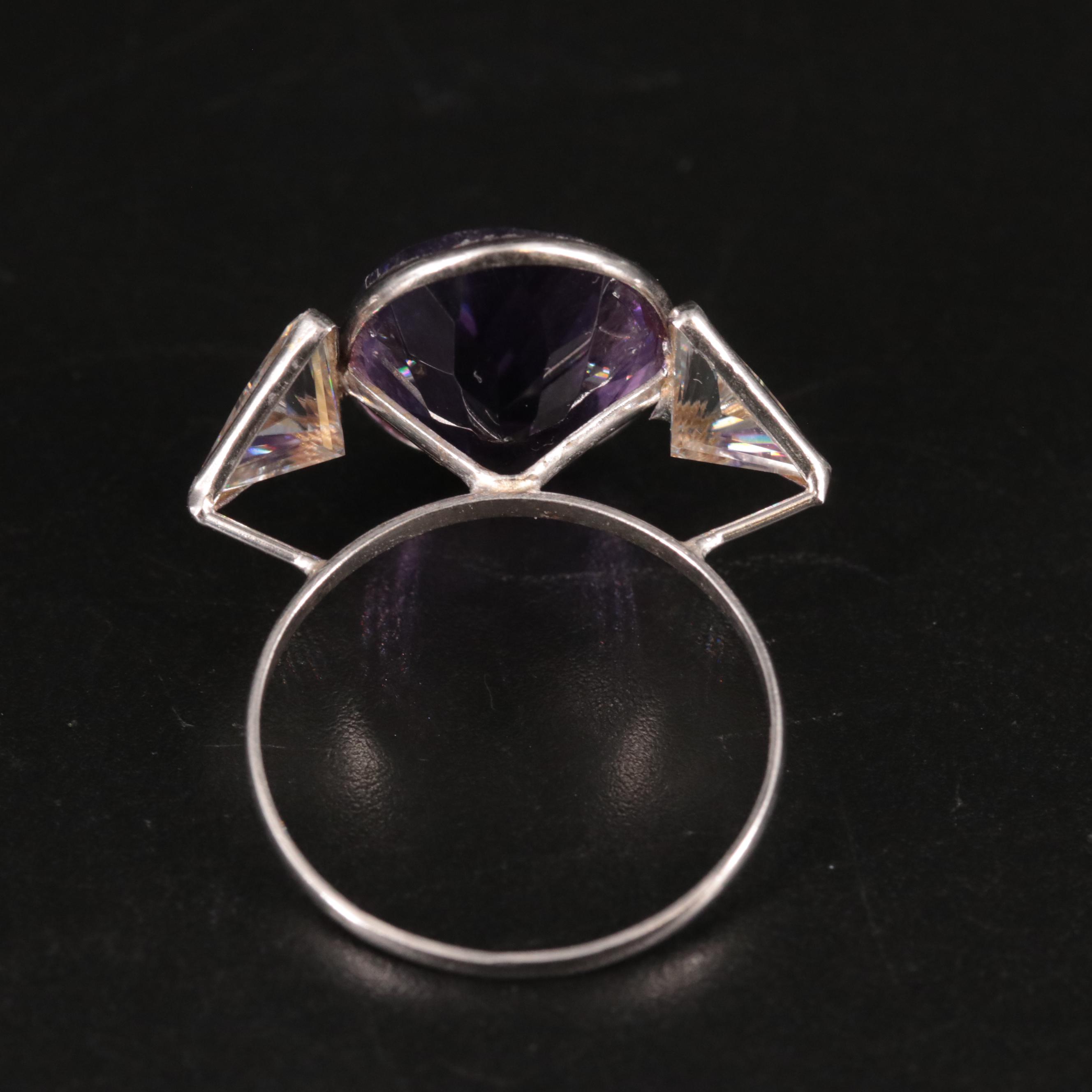 14K Amethyst and Moissanite Ring