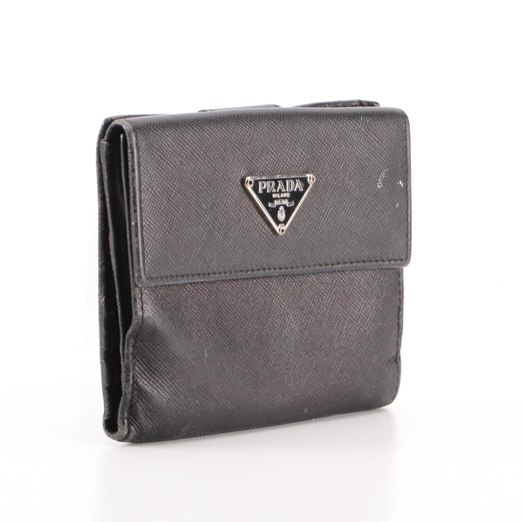 Prada Compact Bifold Wallet in Saffiano Leather