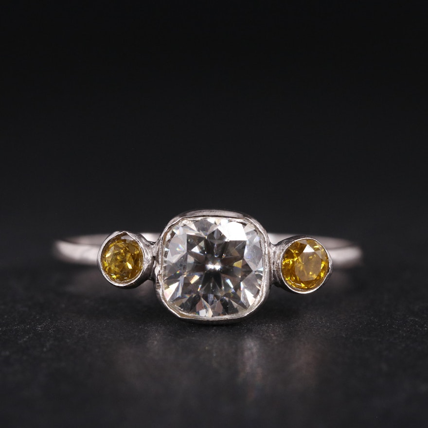 14K Yellow Lab Grown Diamond and Moissanite Ring