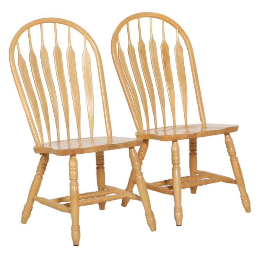 Pair of Oak Express Windsor Style Arrow-Back Dining Chairs
