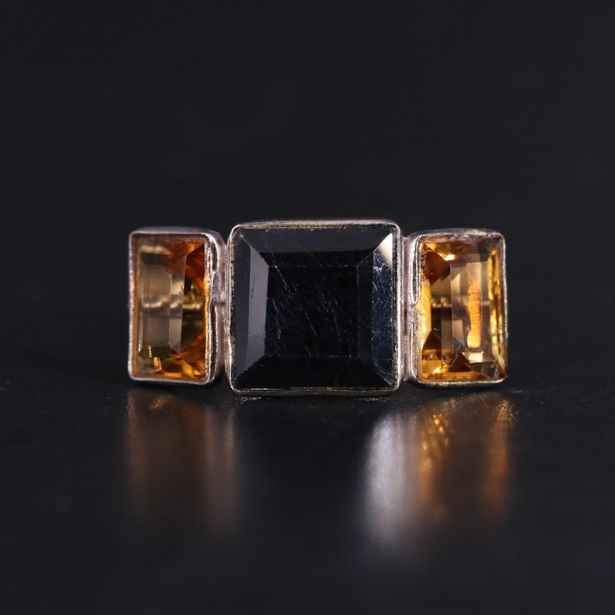 14K Citrine and Sapphire Ring