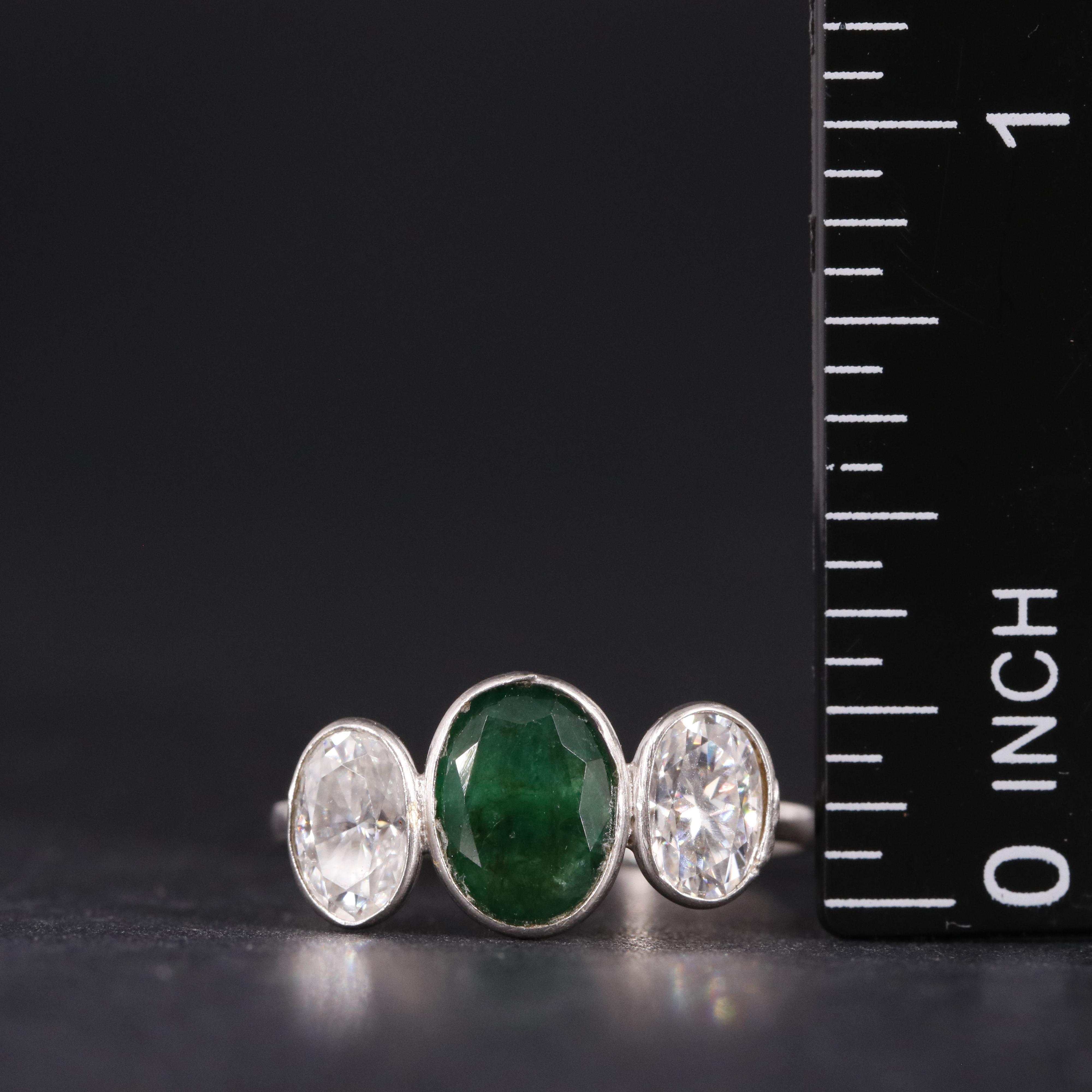 14K Emerald and Moissanite Ring