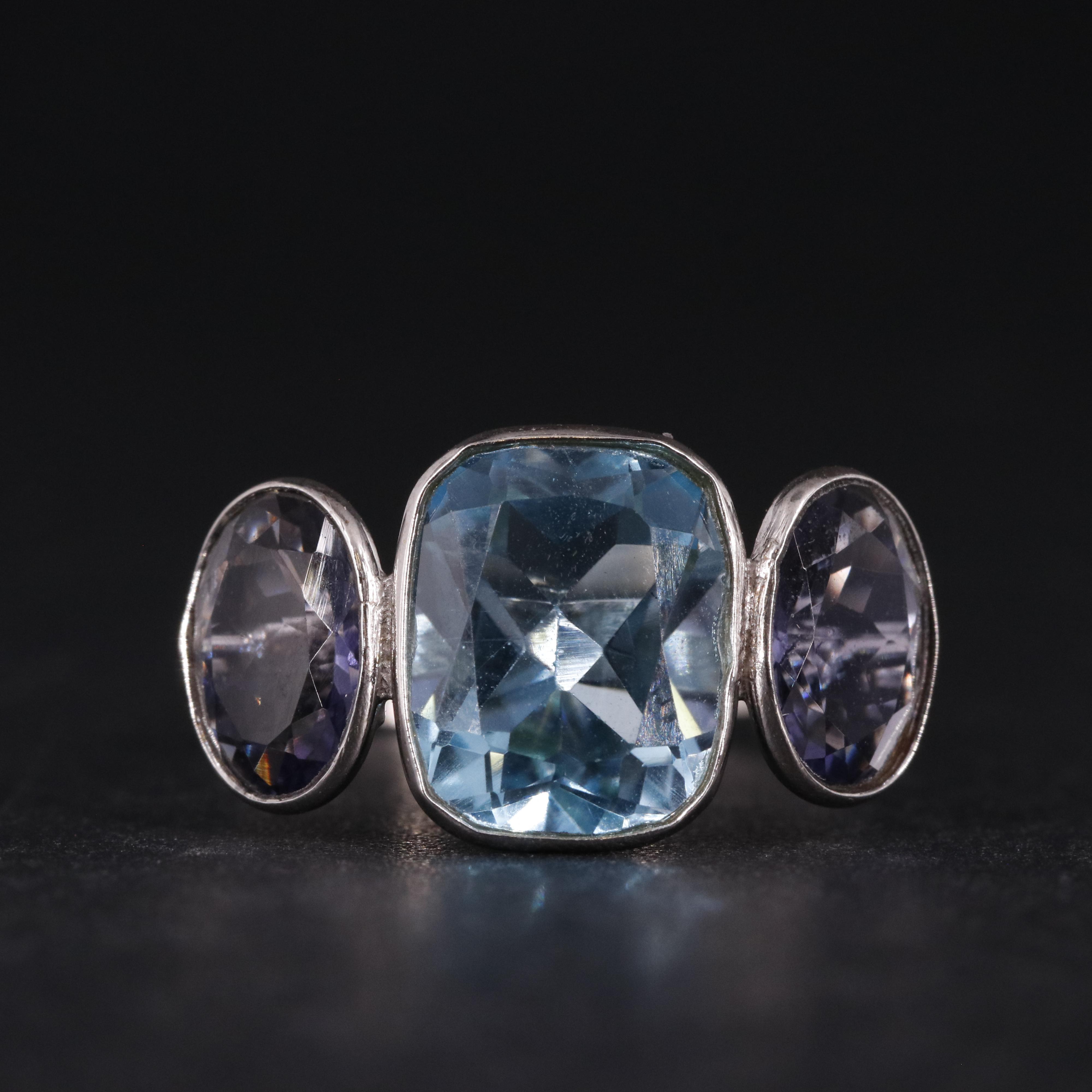 14K Blue Topaz and Iolite Ring