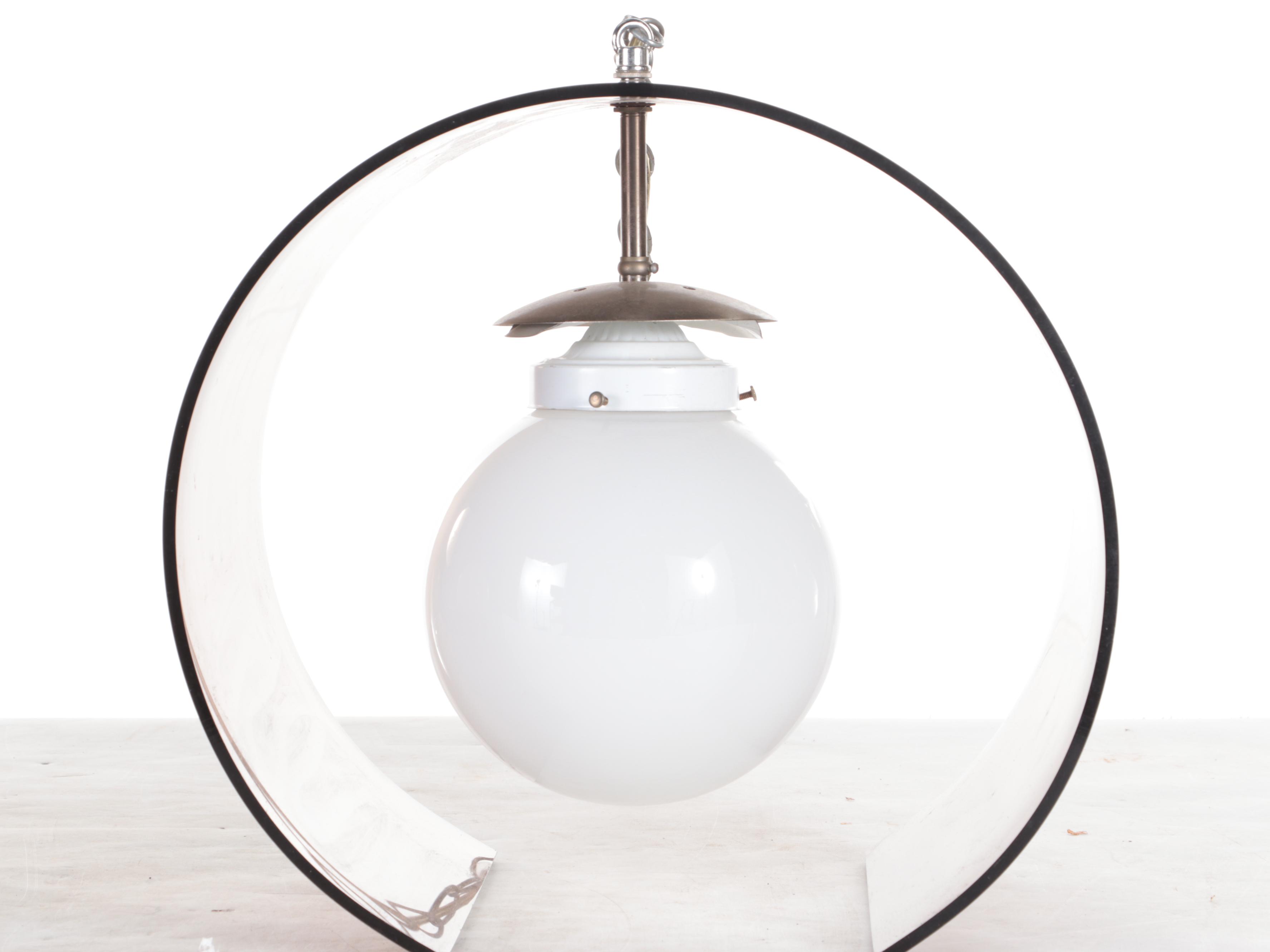 Smoked Acrylic Swag Lamp with Coordinating Smoked and Clear Acrylic Table Lamp