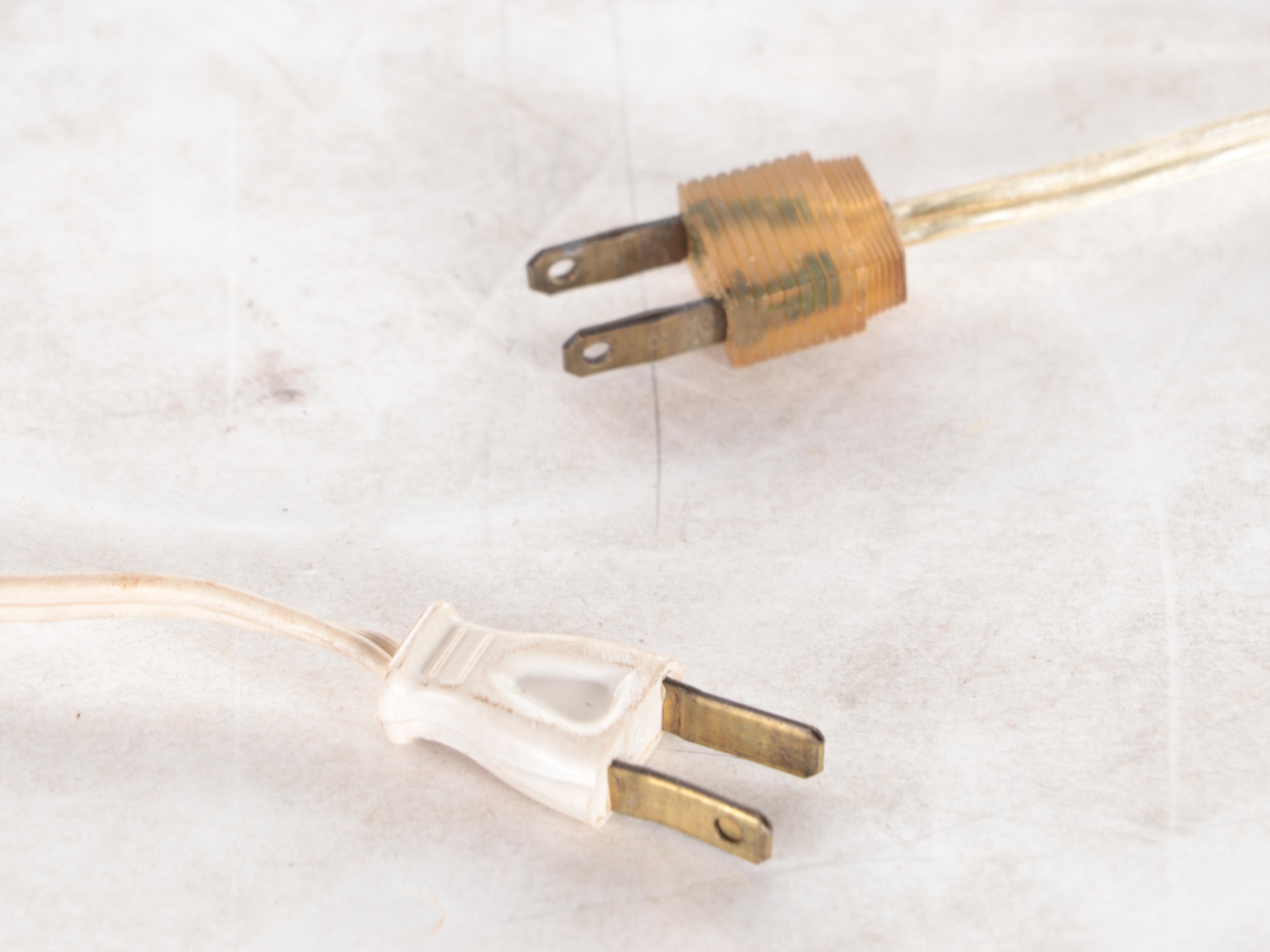 Smoked Acrylic Swag Lamp with Coordinating Smoked and Clear Acrylic Table Lamp