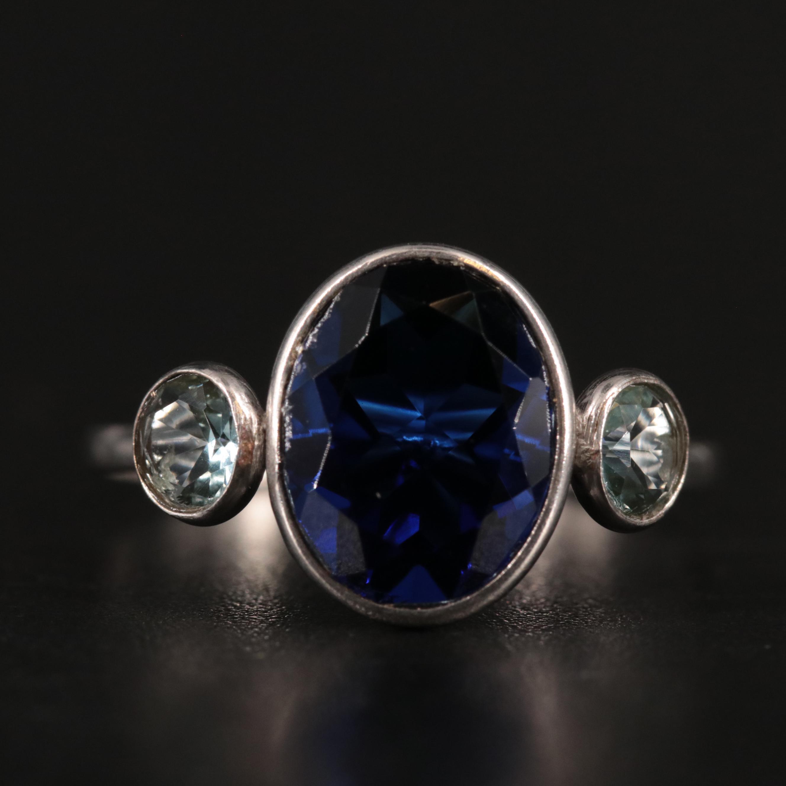 14K Sapphire and Aquamarine Ring