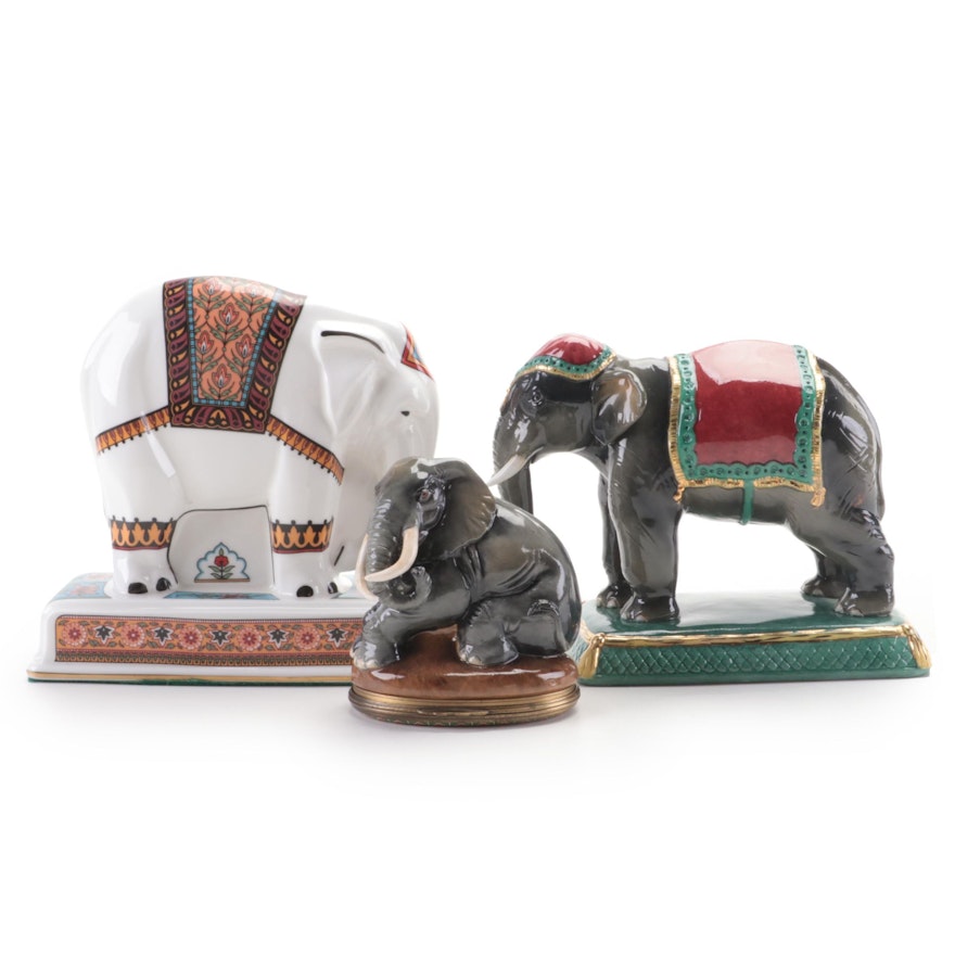 Wedgwood Noah's Ark Collection "Elephant" and Halcyon Days Box and Figurine