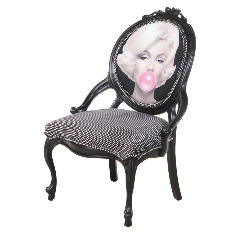 Black Lacquered Side Chair with Marilyn Monroe Image