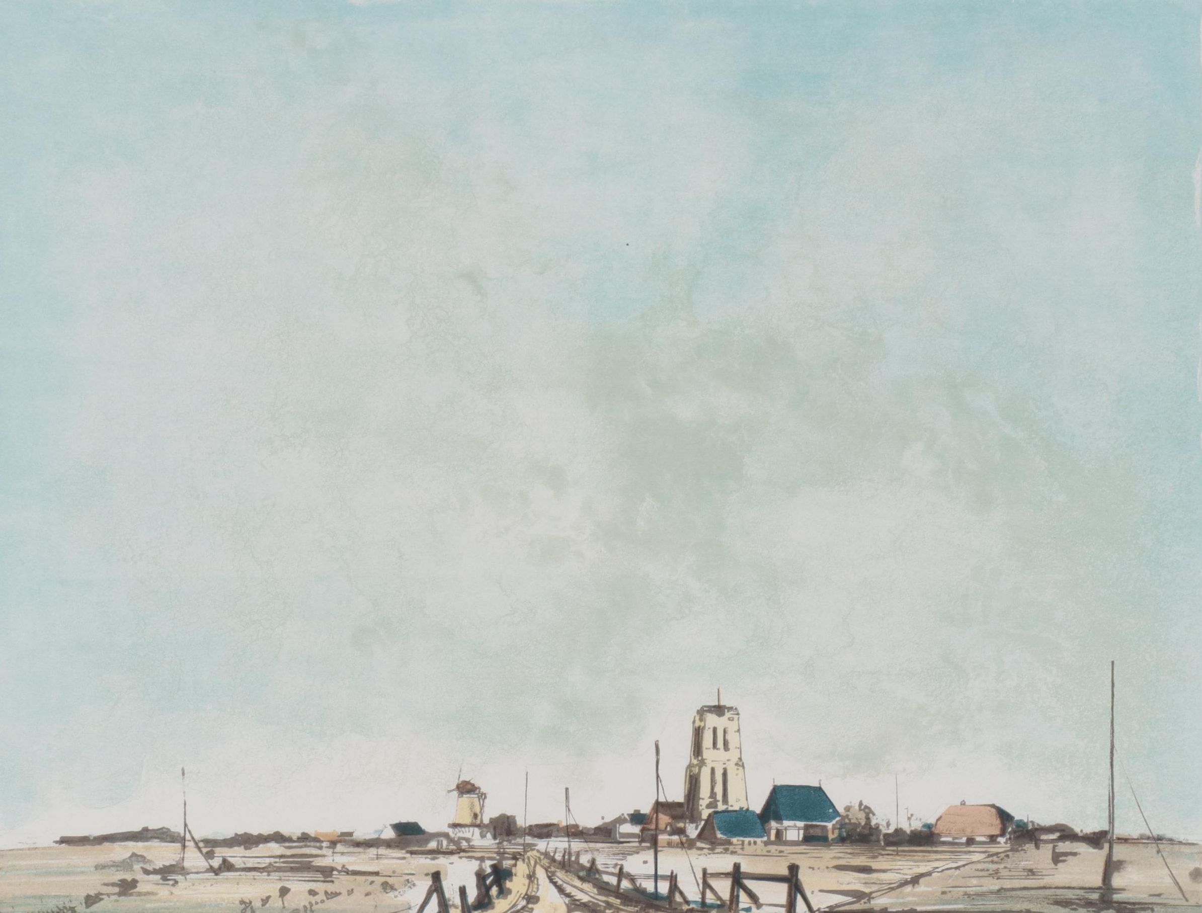 Feliciano Siewert Landscape Lithograph, Late 20th Century