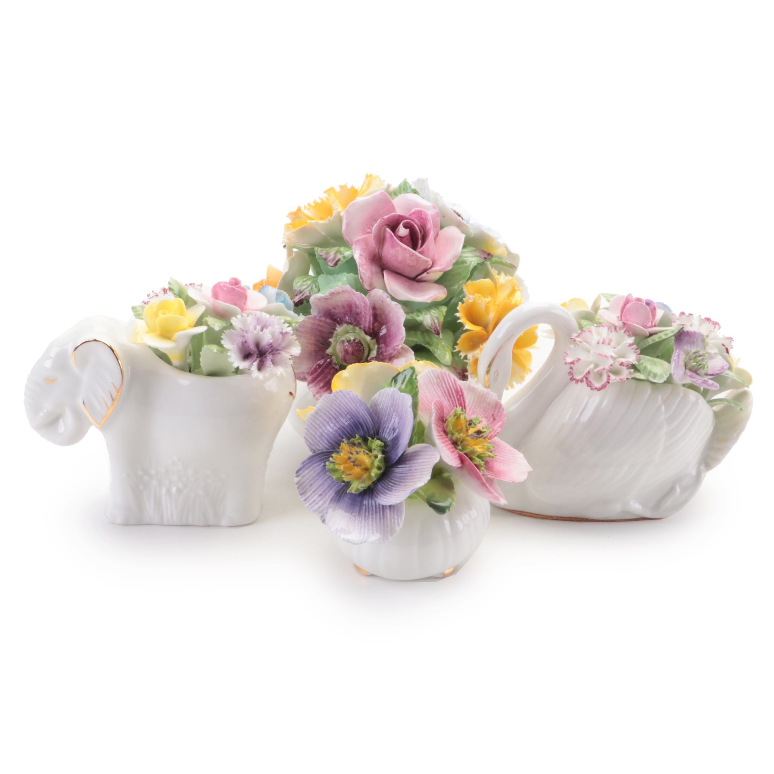 Royal Doulton and Other English Bone China Flower Bouquets