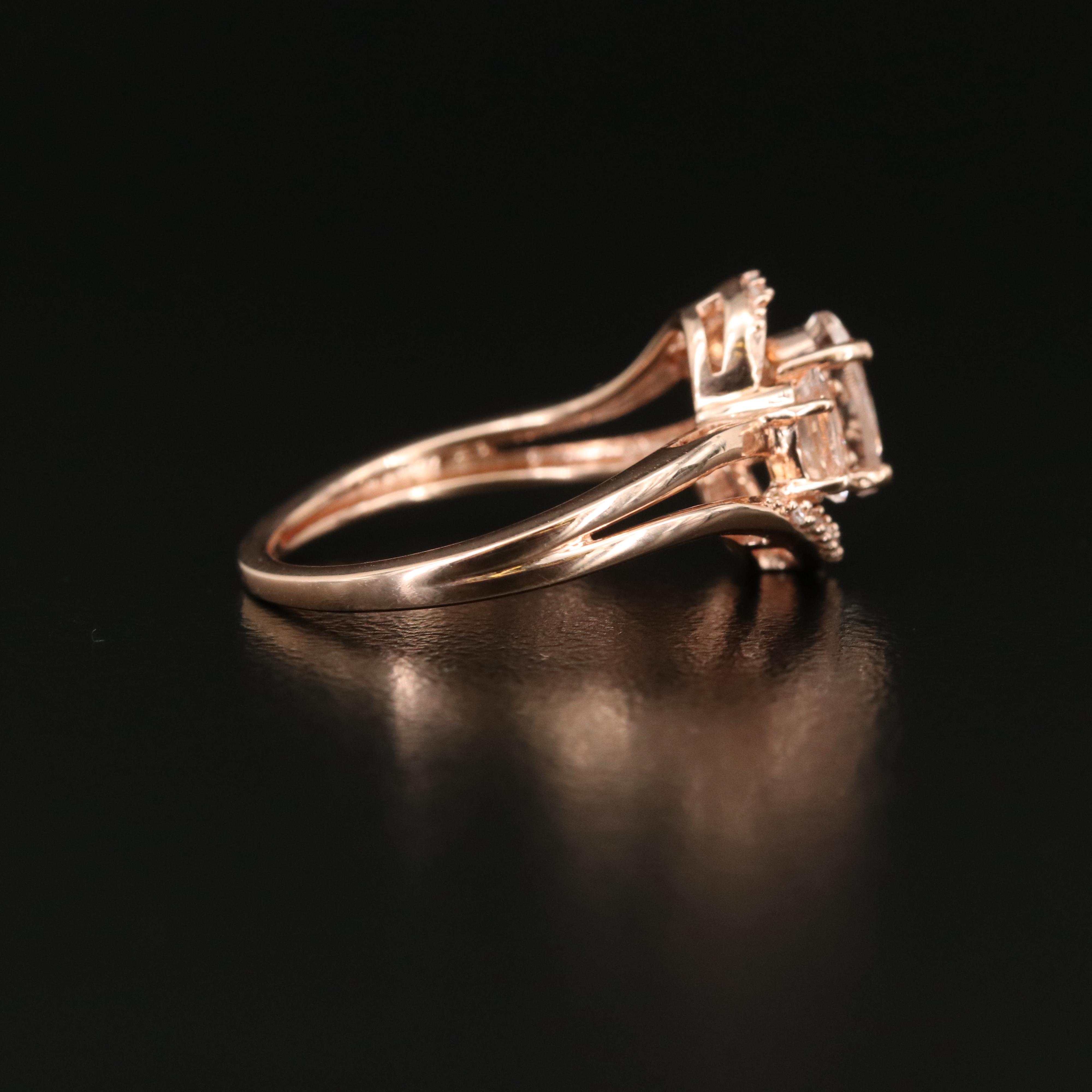 10K Rose Gold Morganite and Diamond Ring