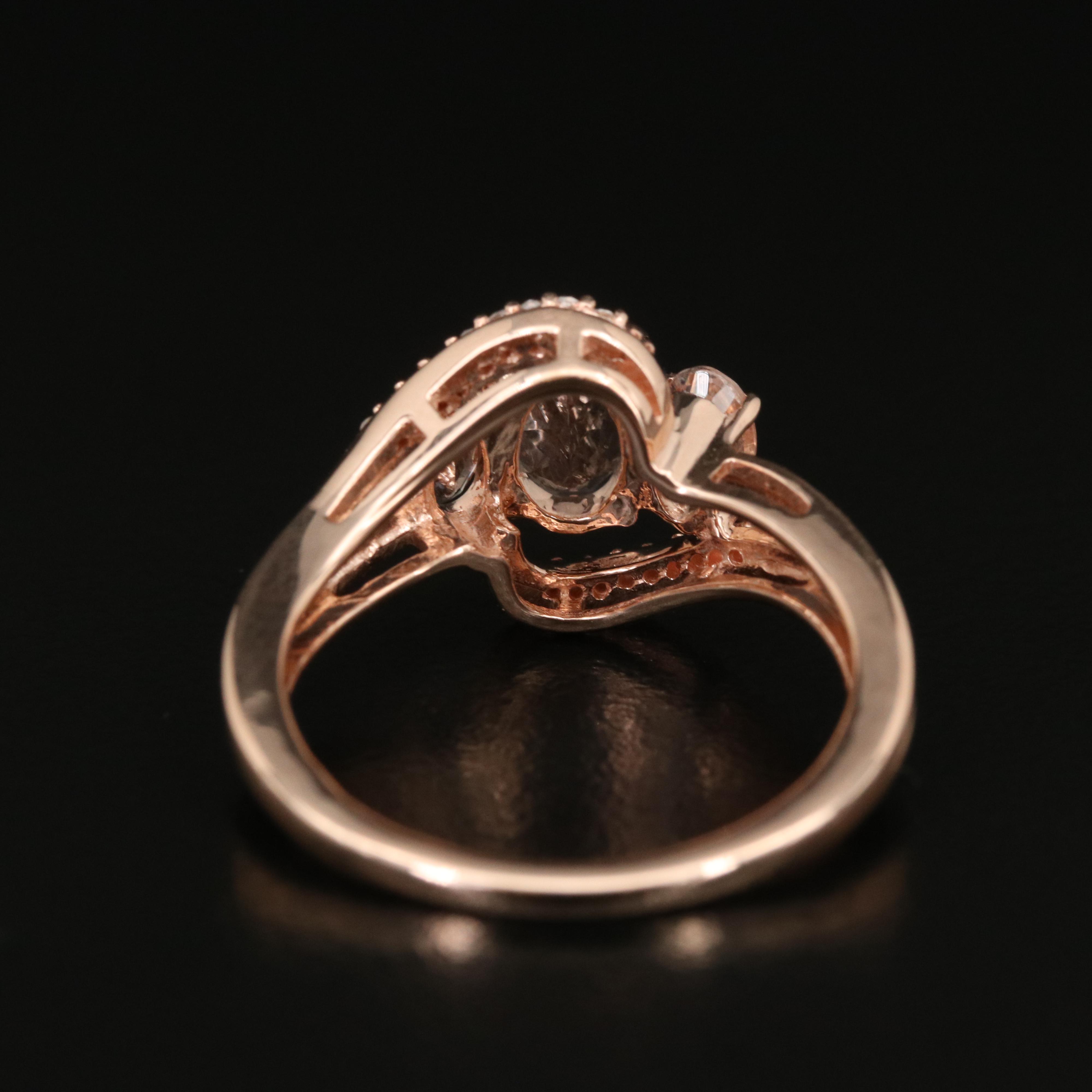 10K Rose Gold Morganite and Diamond Ring