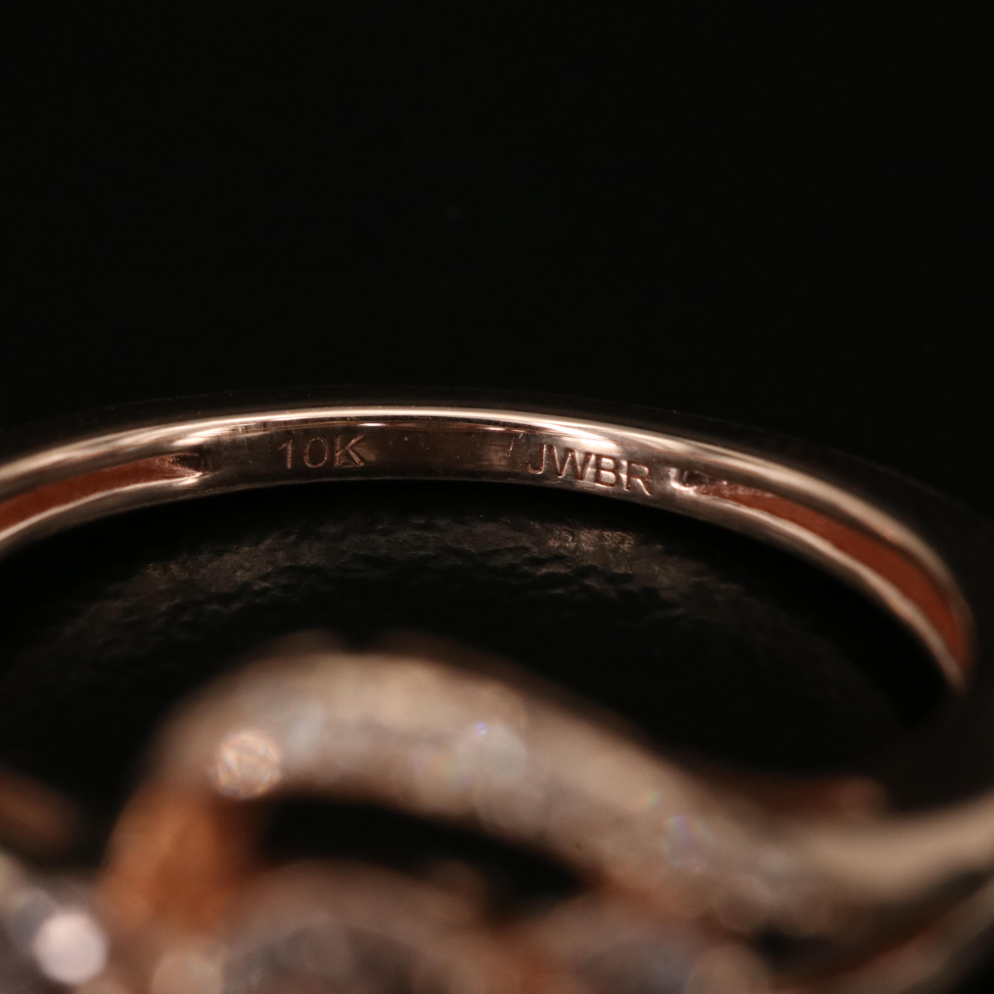 10K Rose Gold Morganite and Diamond Ring