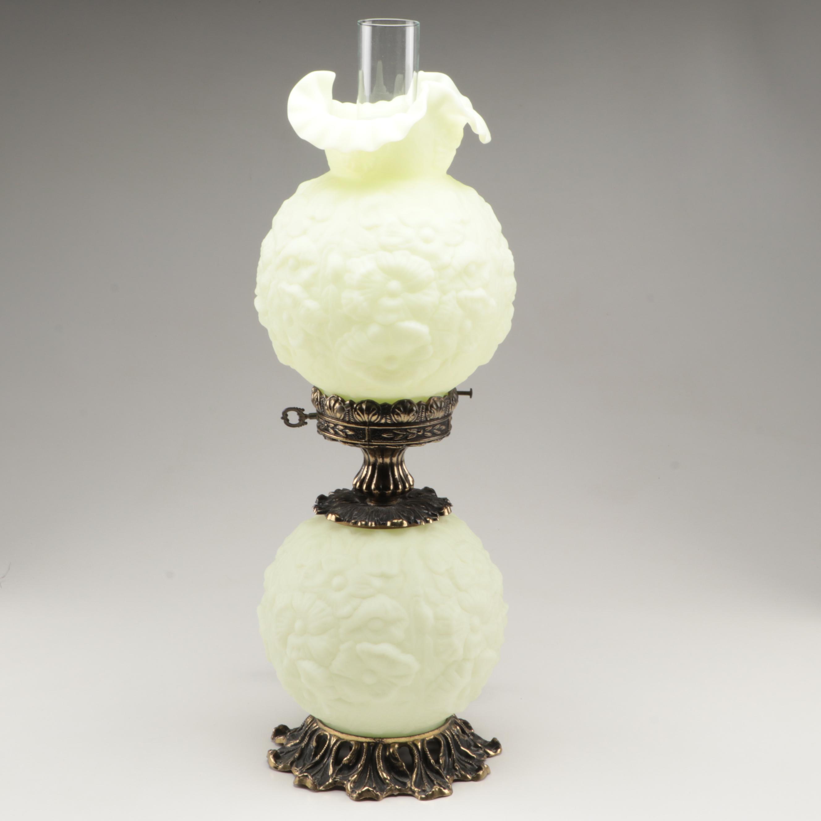 Loevsky & Loevsky With Fenton "Poppy" Custard Glass Parlor Lamp, 1972–1981