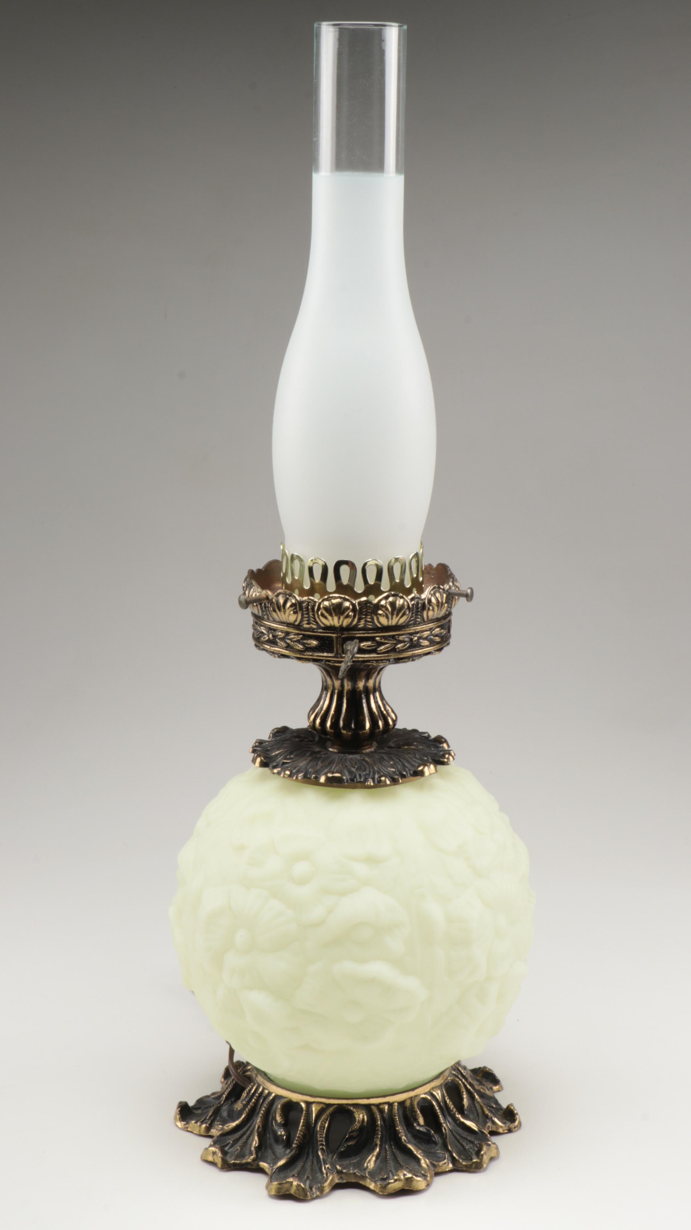 Loevsky & Loevsky With Fenton "Poppy" Custard Glass Parlor Lamp, 1972–1981