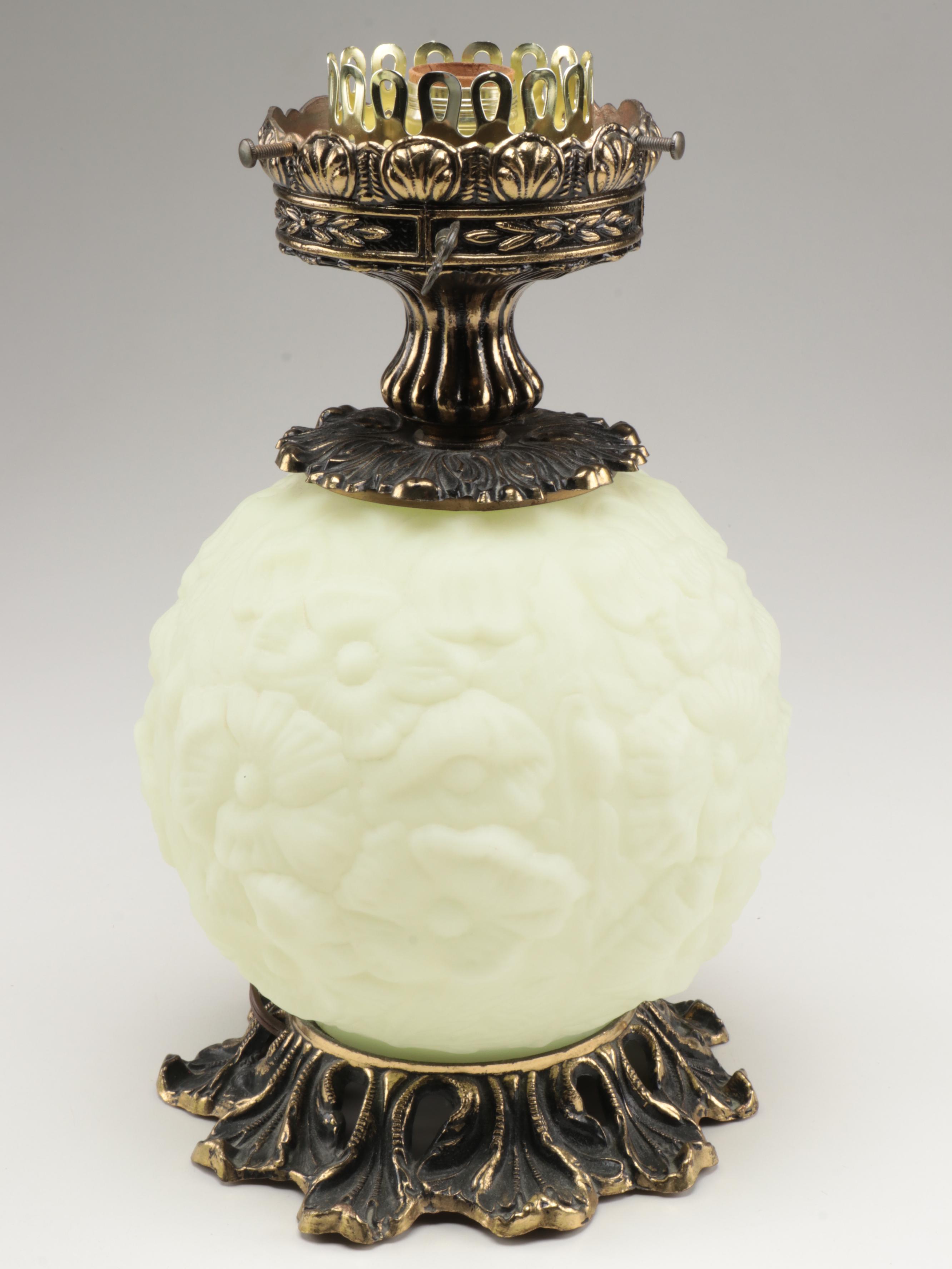 Loevsky & Loevsky With Fenton "Poppy" Custard Glass Parlor Lamp, 1972–1981