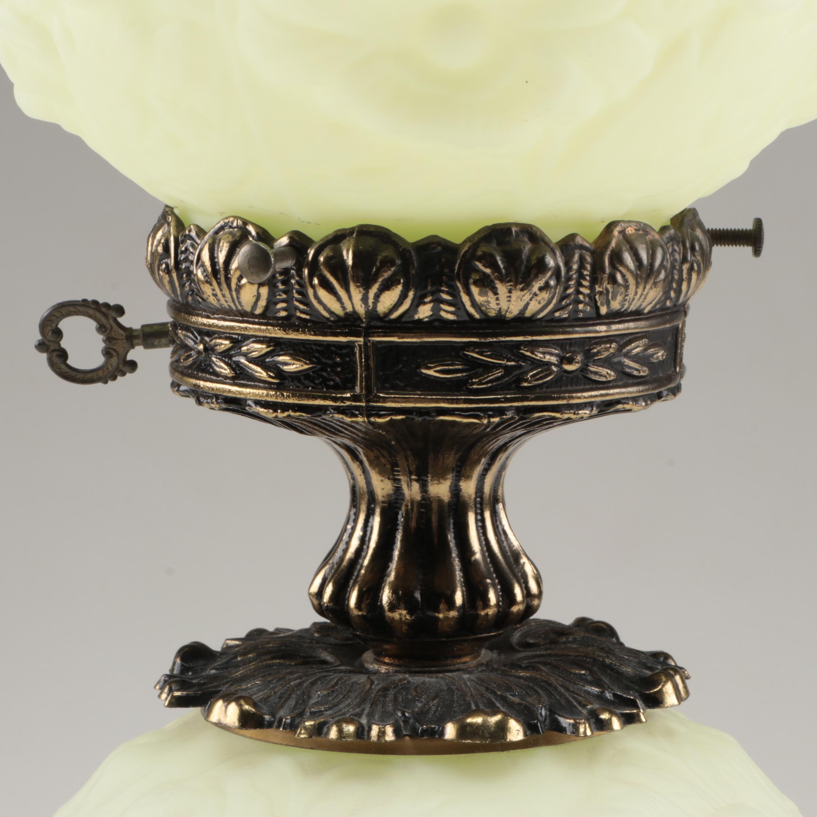 Loevsky & Loevsky With Fenton "Poppy" Custard Glass Parlor Lamp, 1972–1981