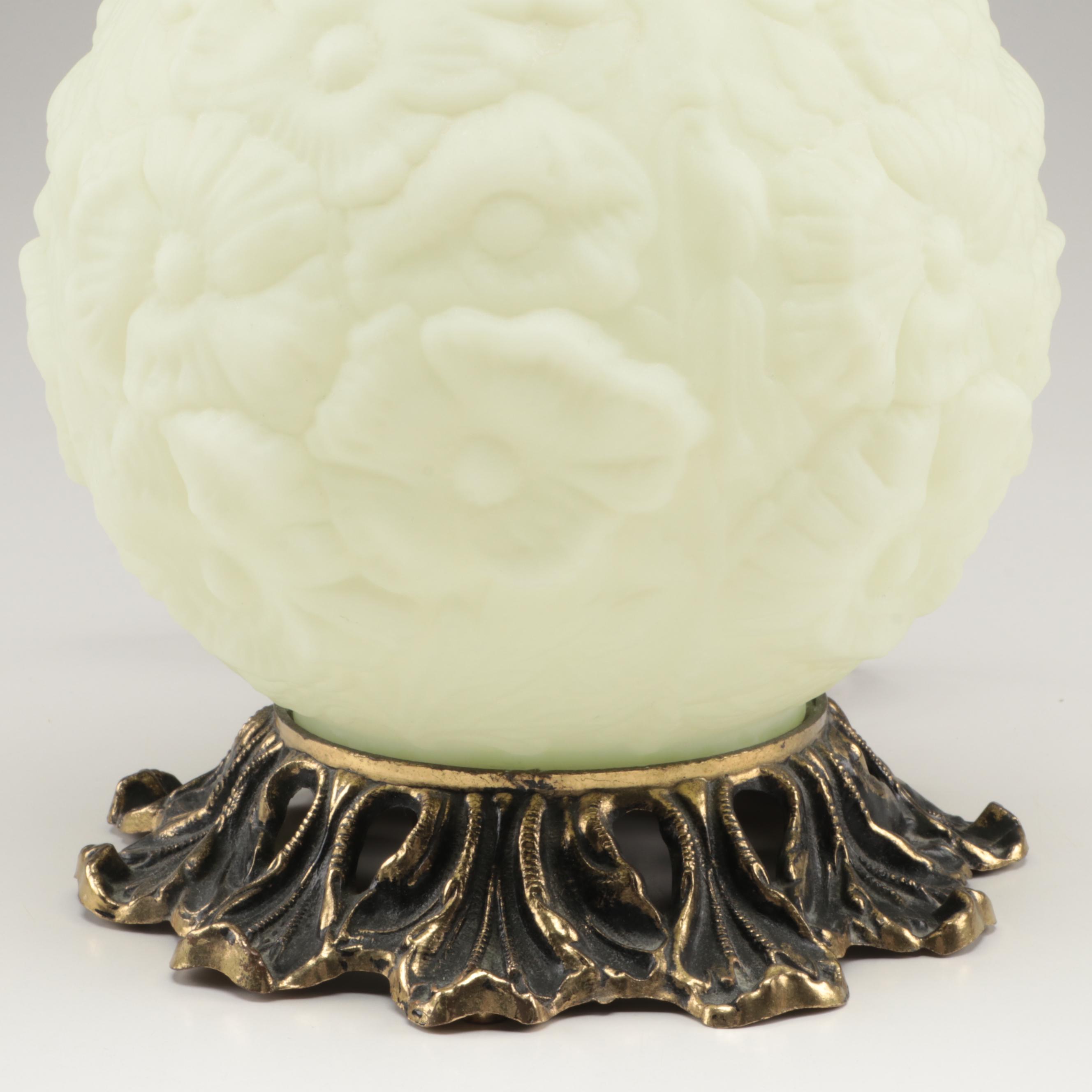 Loevsky & Loevsky With Fenton "Poppy" Custard Glass Parlor Lamp, 1972–1981