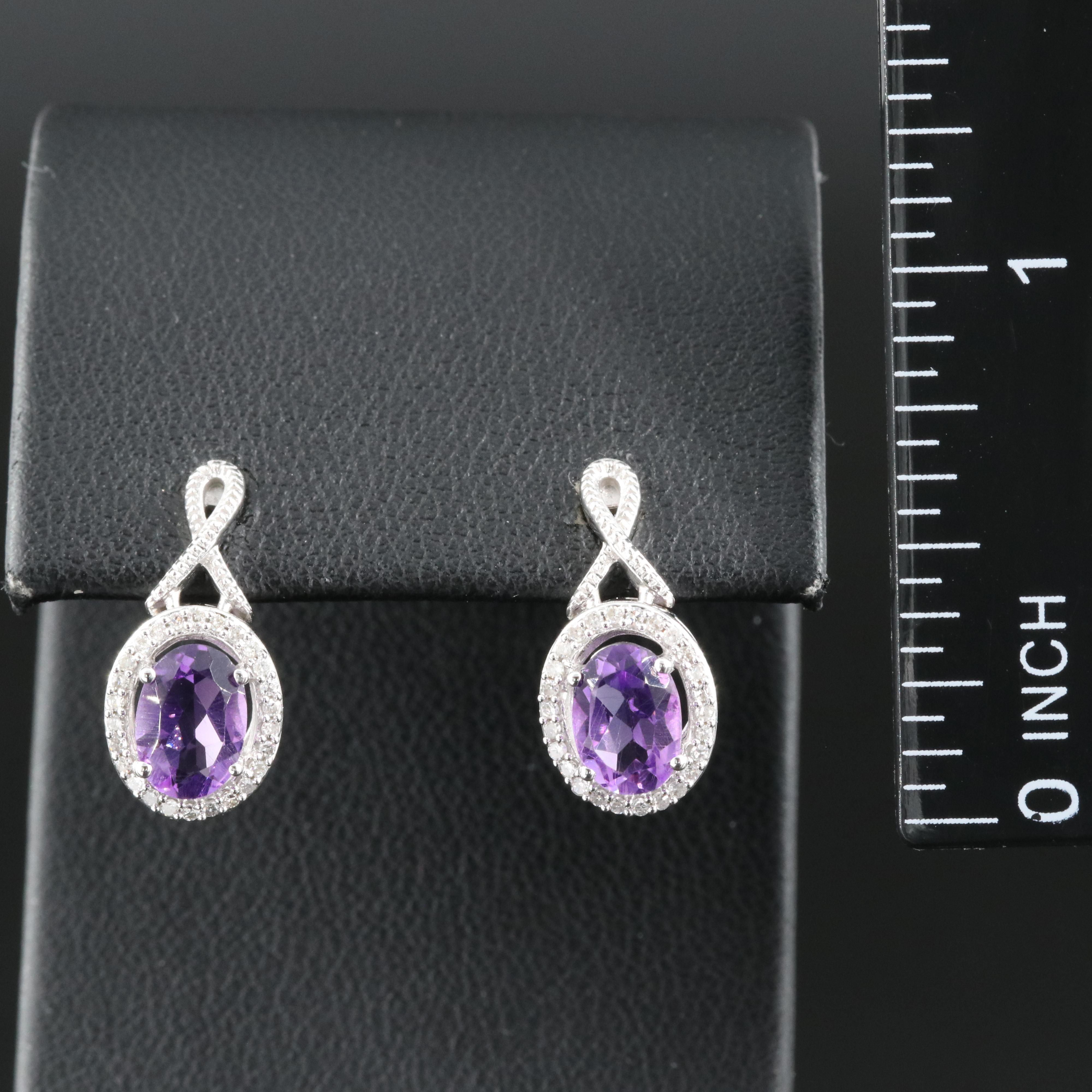 10K Amethyst and Diamond Earrings