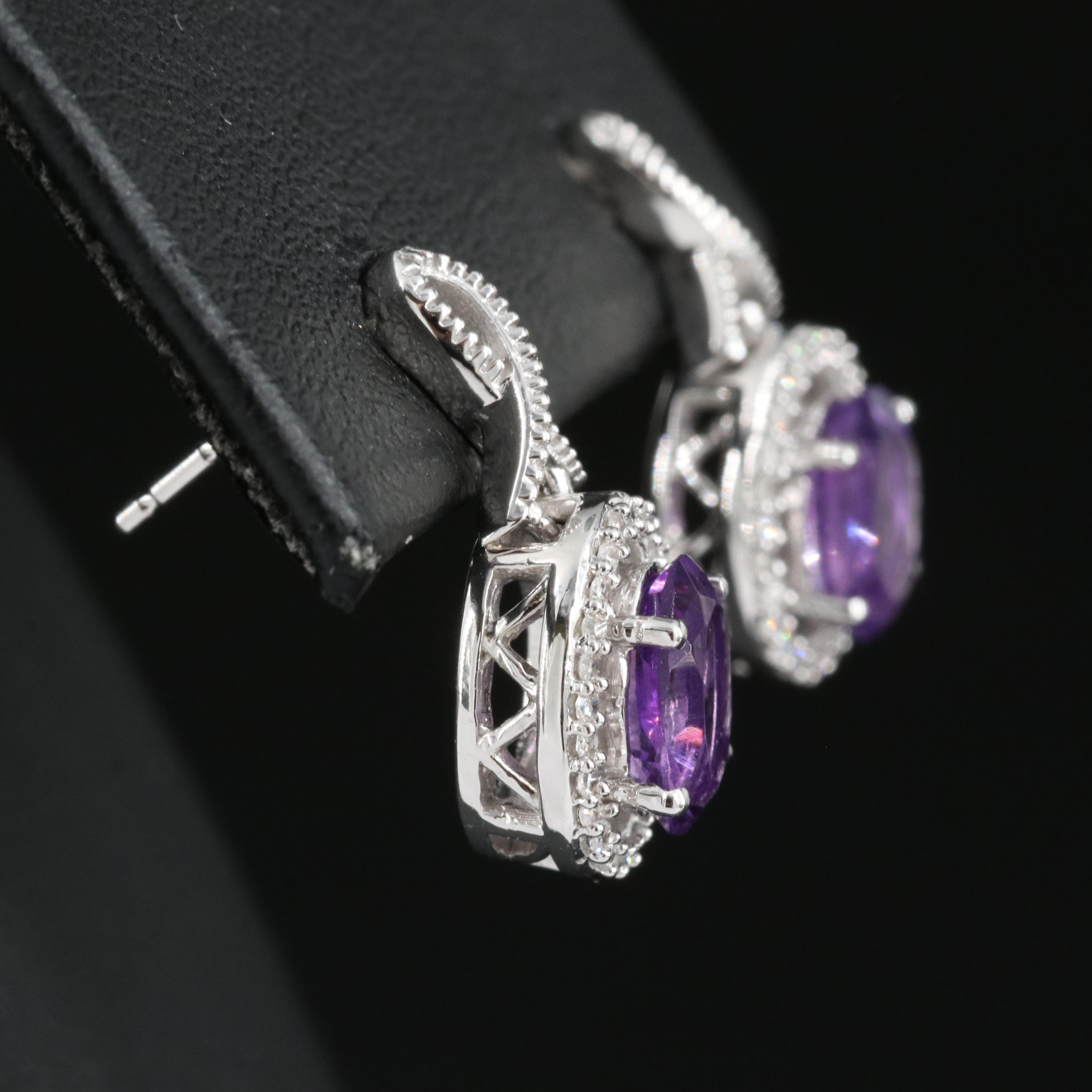 10K Amethyst and Diamond Earrings
