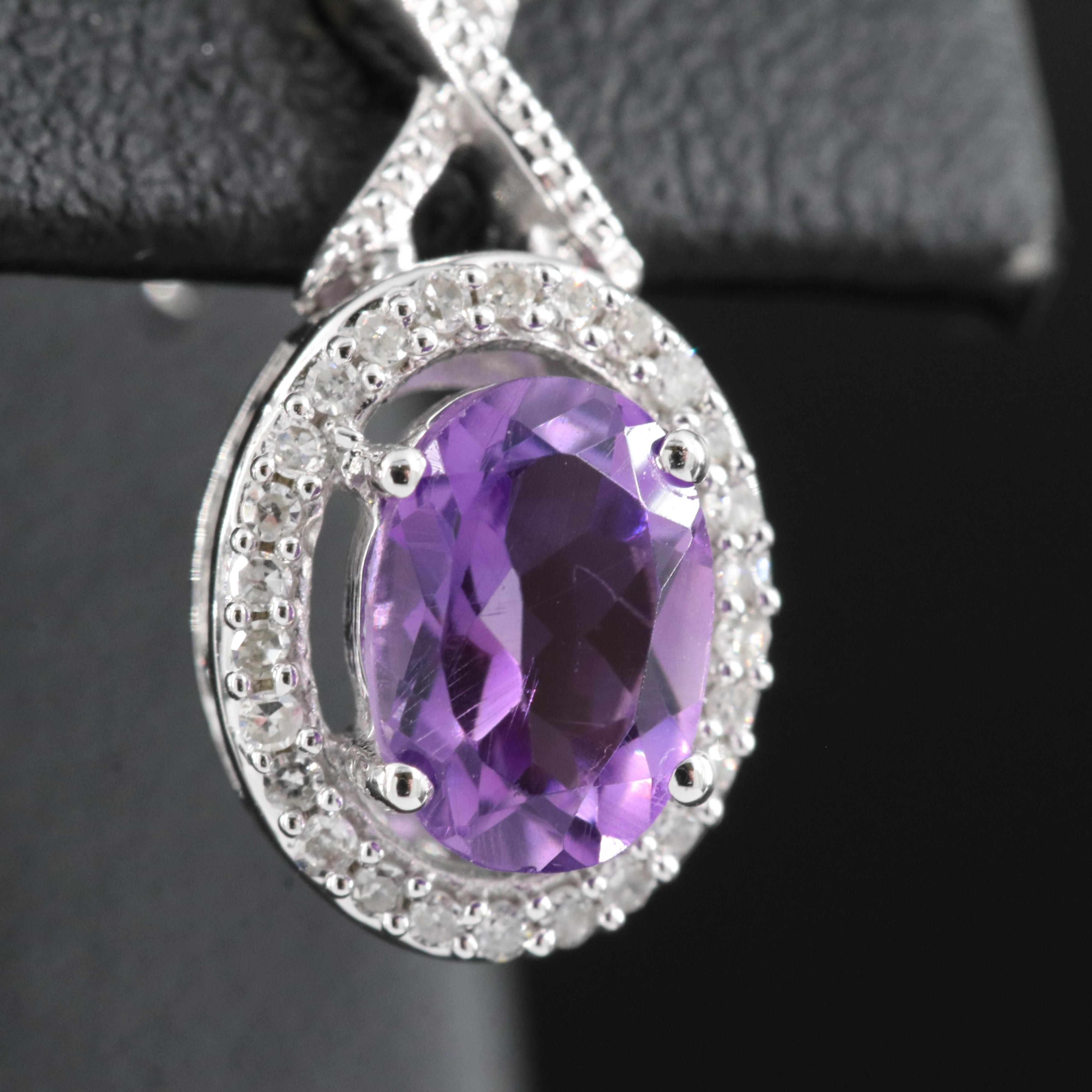 10K Amethyst and Diamond Earrings