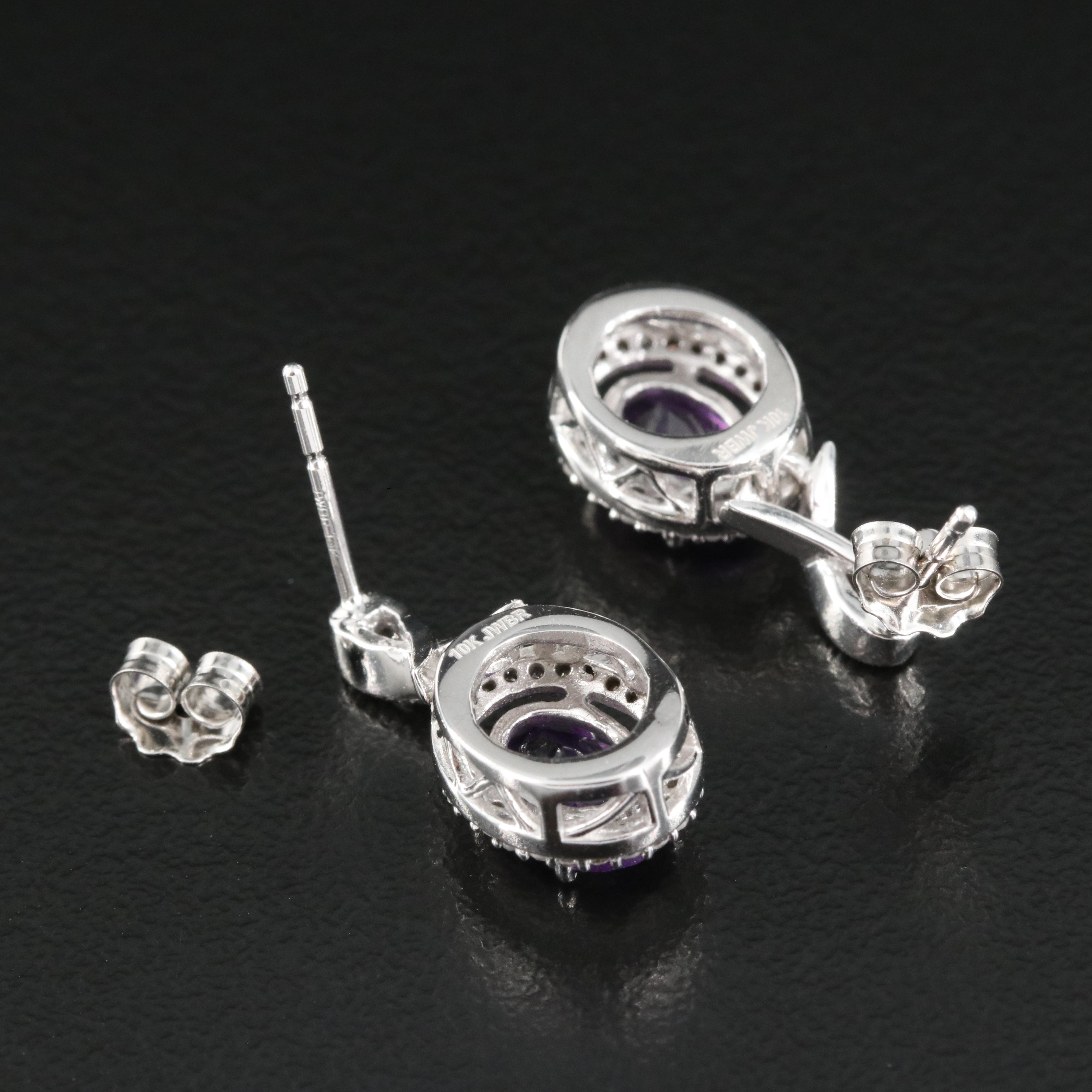 10K Amethyst and Diamond Earrings