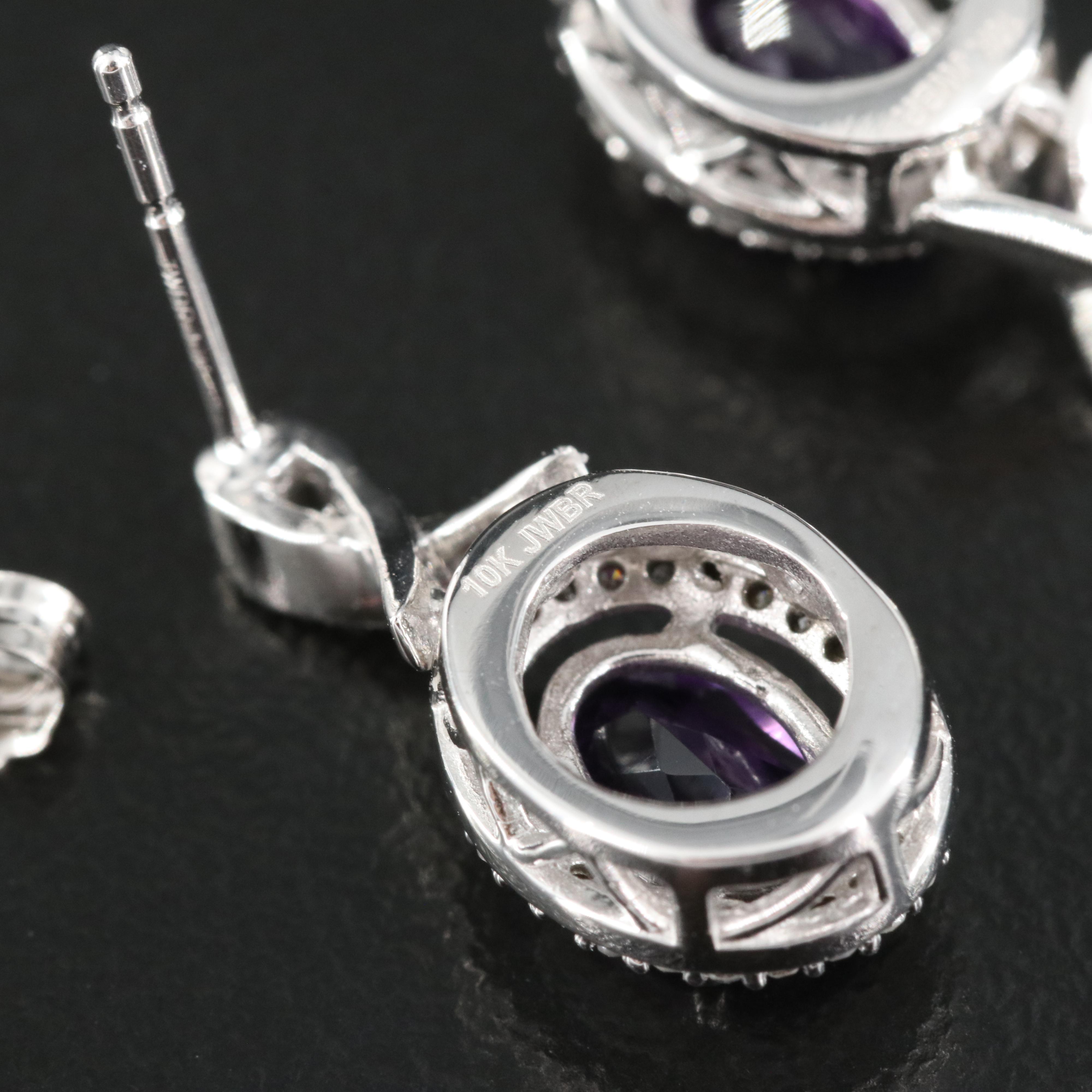 10K Amethyst and Diamond Earrings