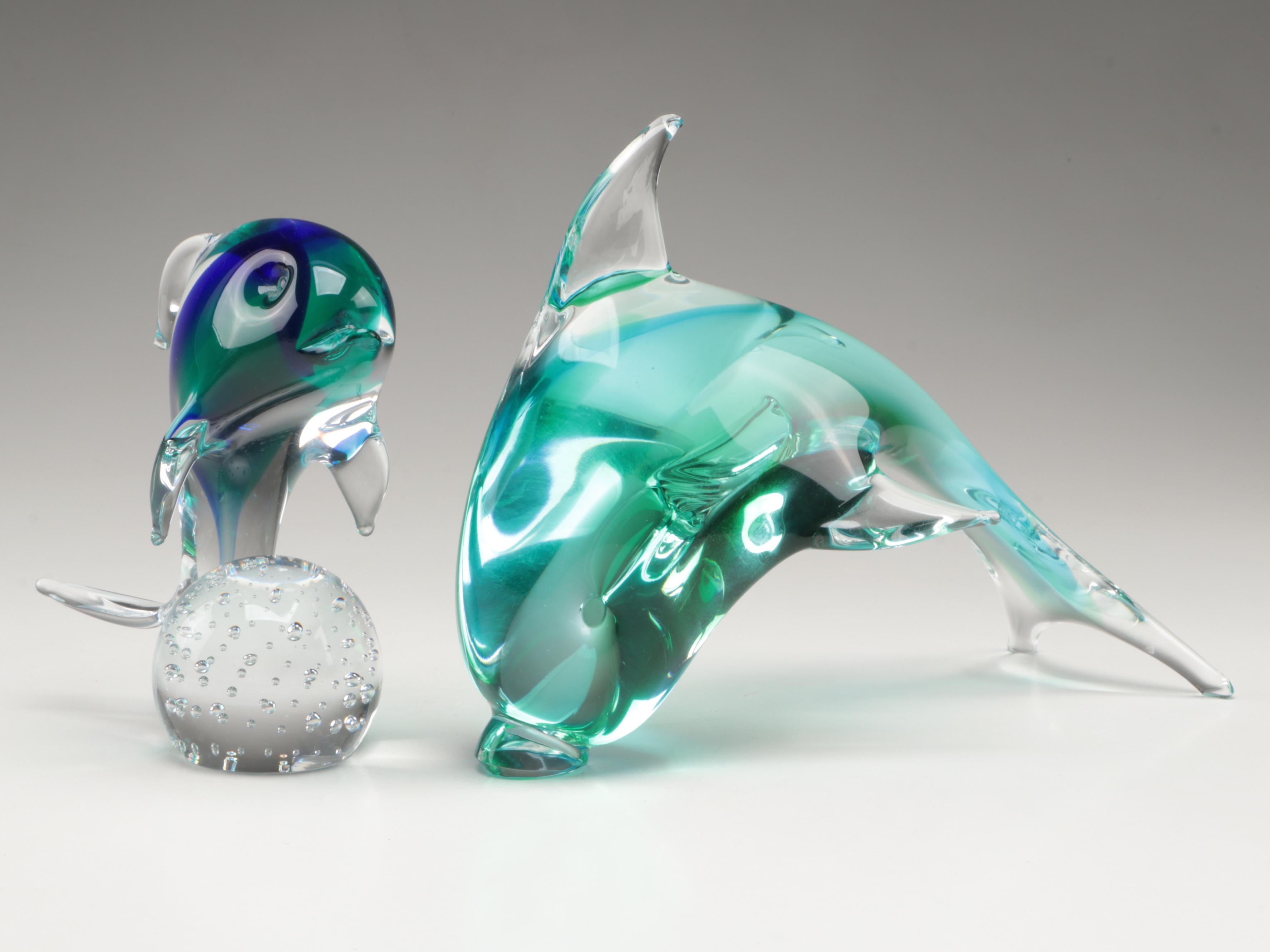 Art Glass Dolphin Figurines